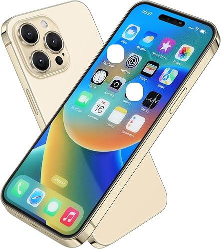Dummy Fake Prop Phone Compatible with Phone 14 Pro Non-Working Store Display Phones Kids Pretend Play Phone That Look Real (14 Pro Gold Home Screen)