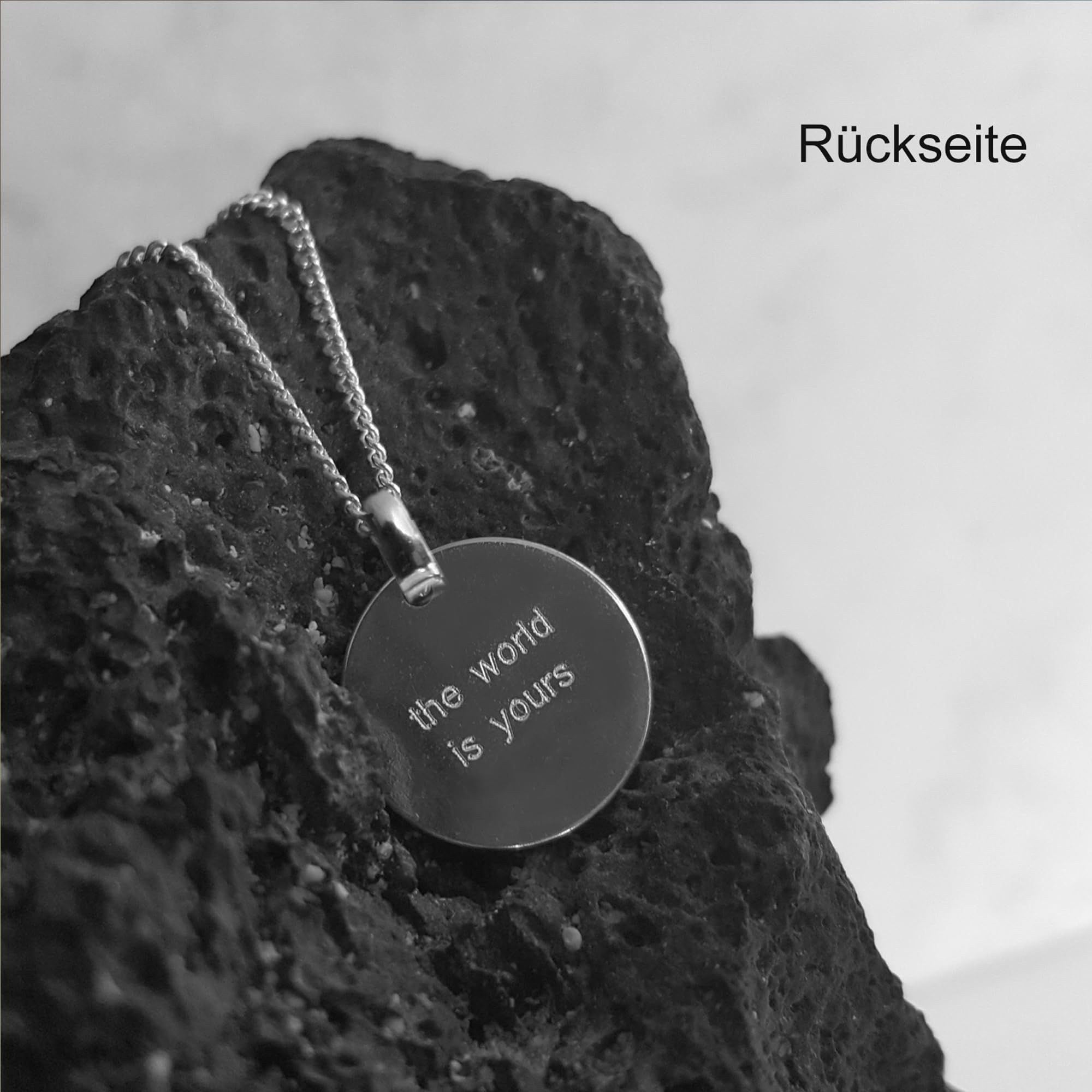 Personalisierte Kette mit Gravur Kompass & Koordinaten, Silber | Lederband oder Silberkette, Geschenkidee