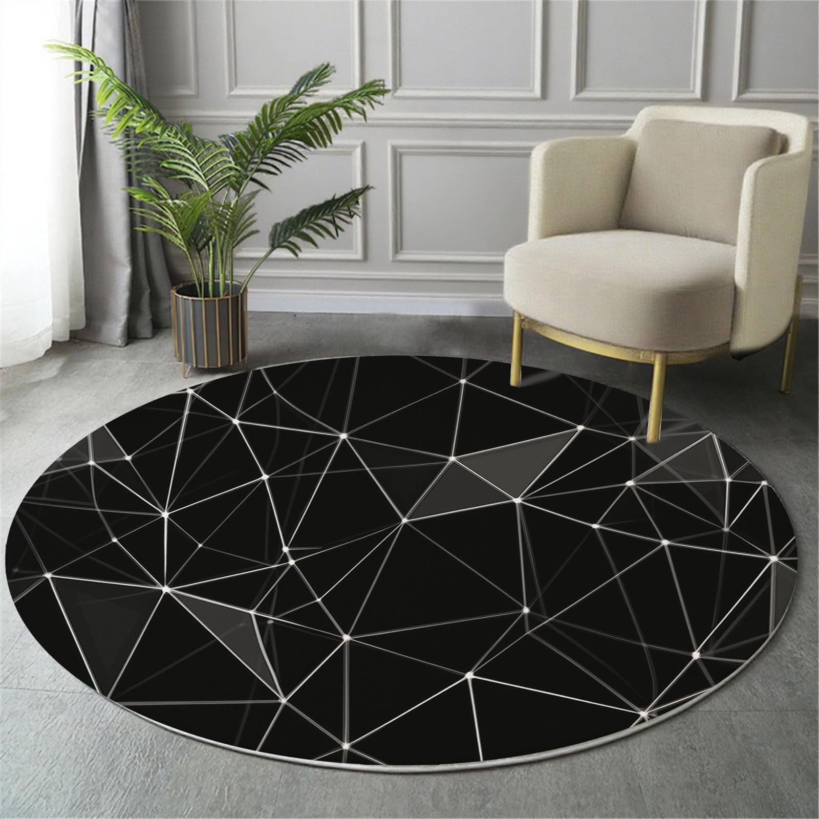 Tapis salon carpette rond anti-glissant de 100cm pour cuisine et couloir moderne