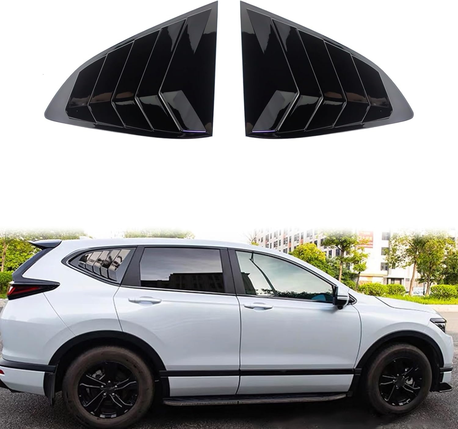 Rear Side Window Louvers Shutter Cover Air Vent Louvers Blinds Trim Compatible with Honda CRV CR-V 2017 2018 2019 2020 2021 2022 (for 2017-2022 CRV, Glossy Black)