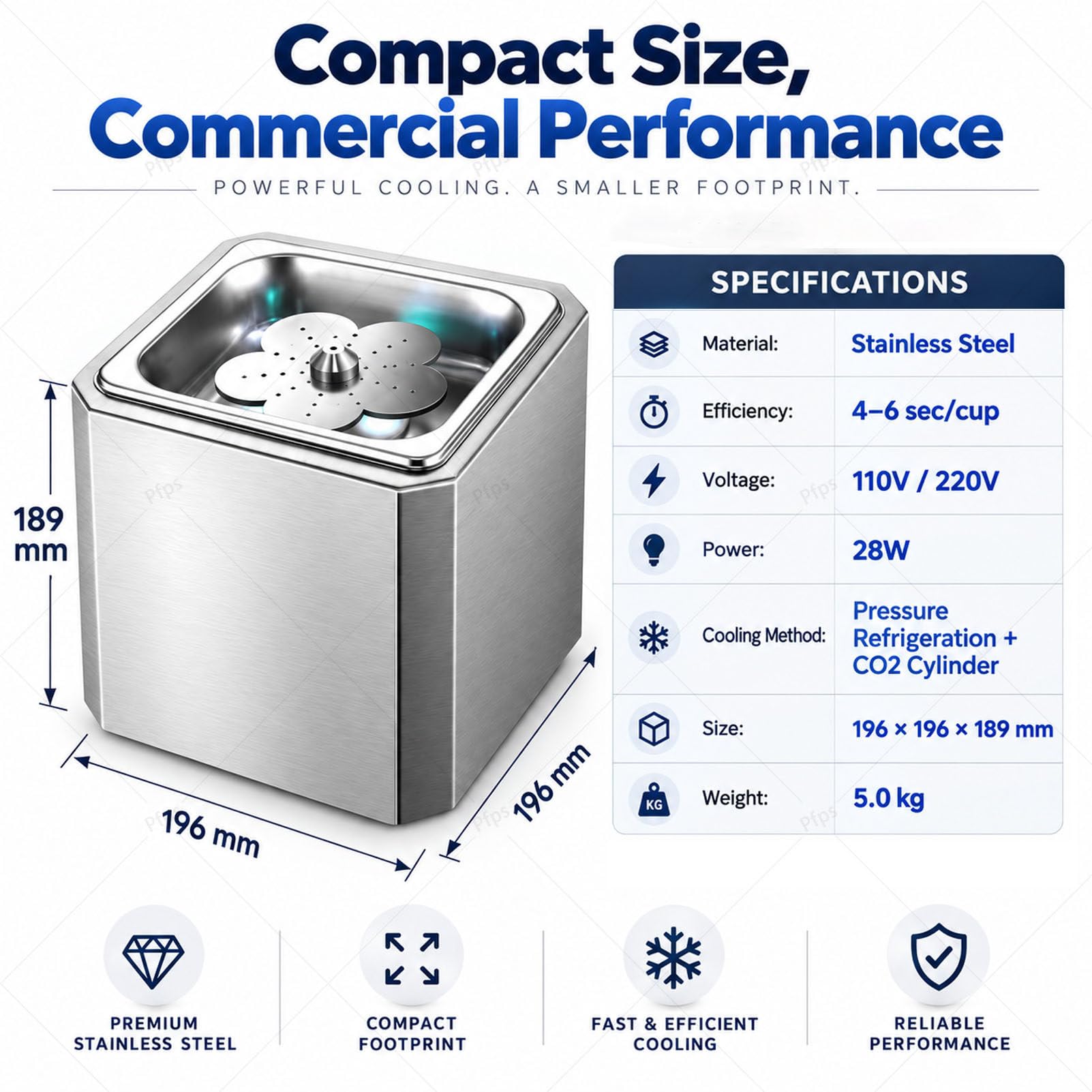 Refrigeratore per Bicchieri a CO2 con LED per Hotel