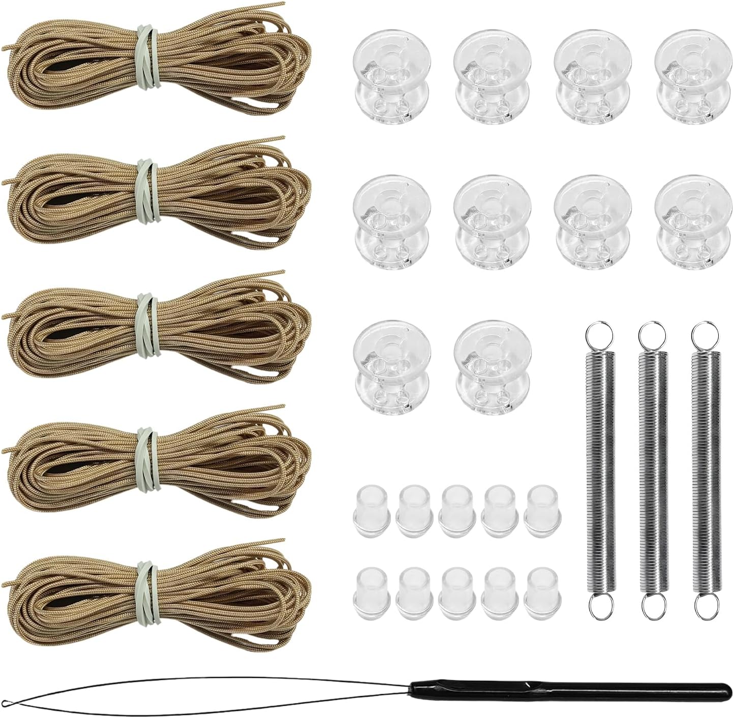 RV Blinds Repair Kit for Camper Window, RV Window Shades Restringing Cord Threading Tool, Day & Night Pleated Shade String Repair Kit for RVs Campers, Car Accessories (Brown)