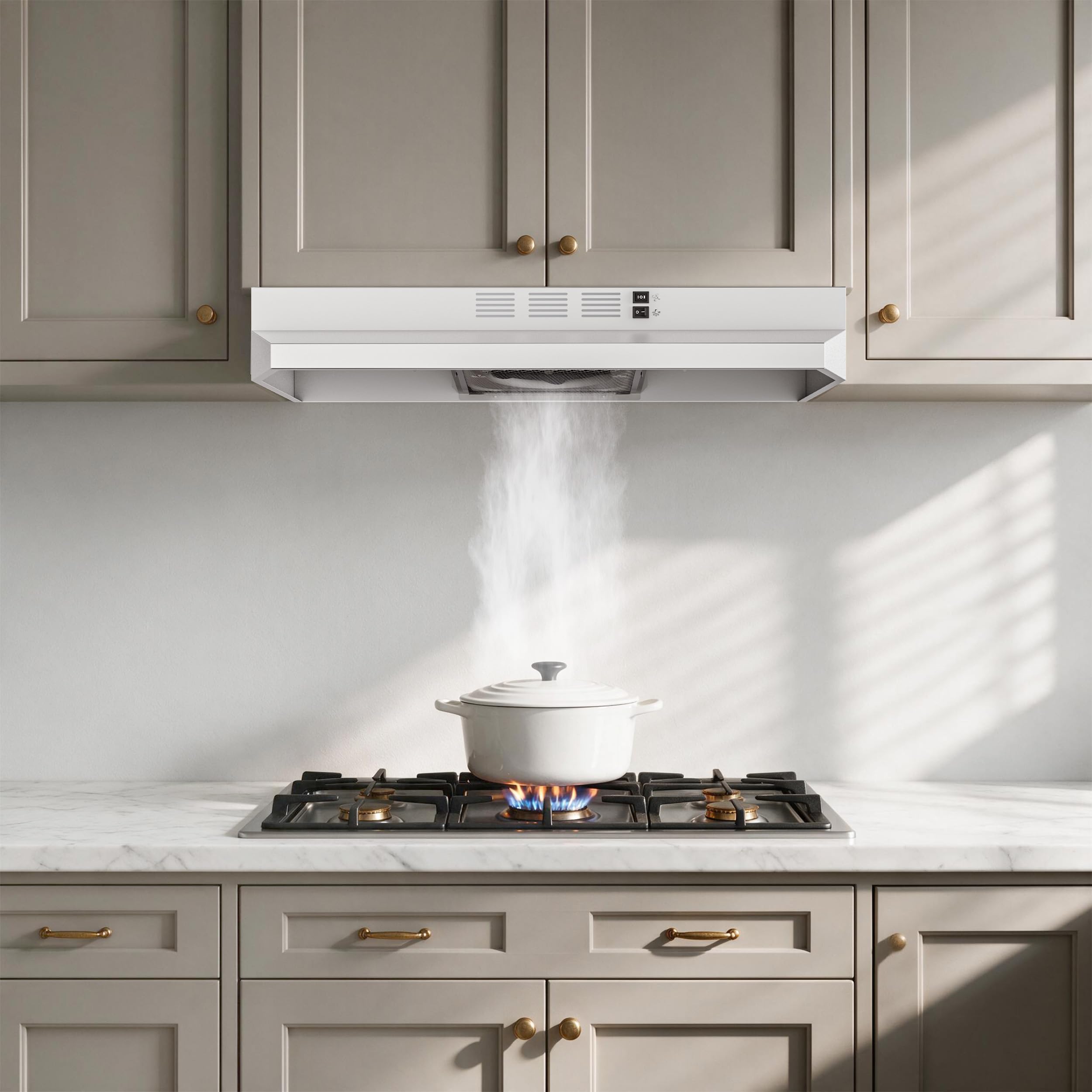 FIREGAS Hotte de cuisine blanche de 76,2 cm sous l'armoire