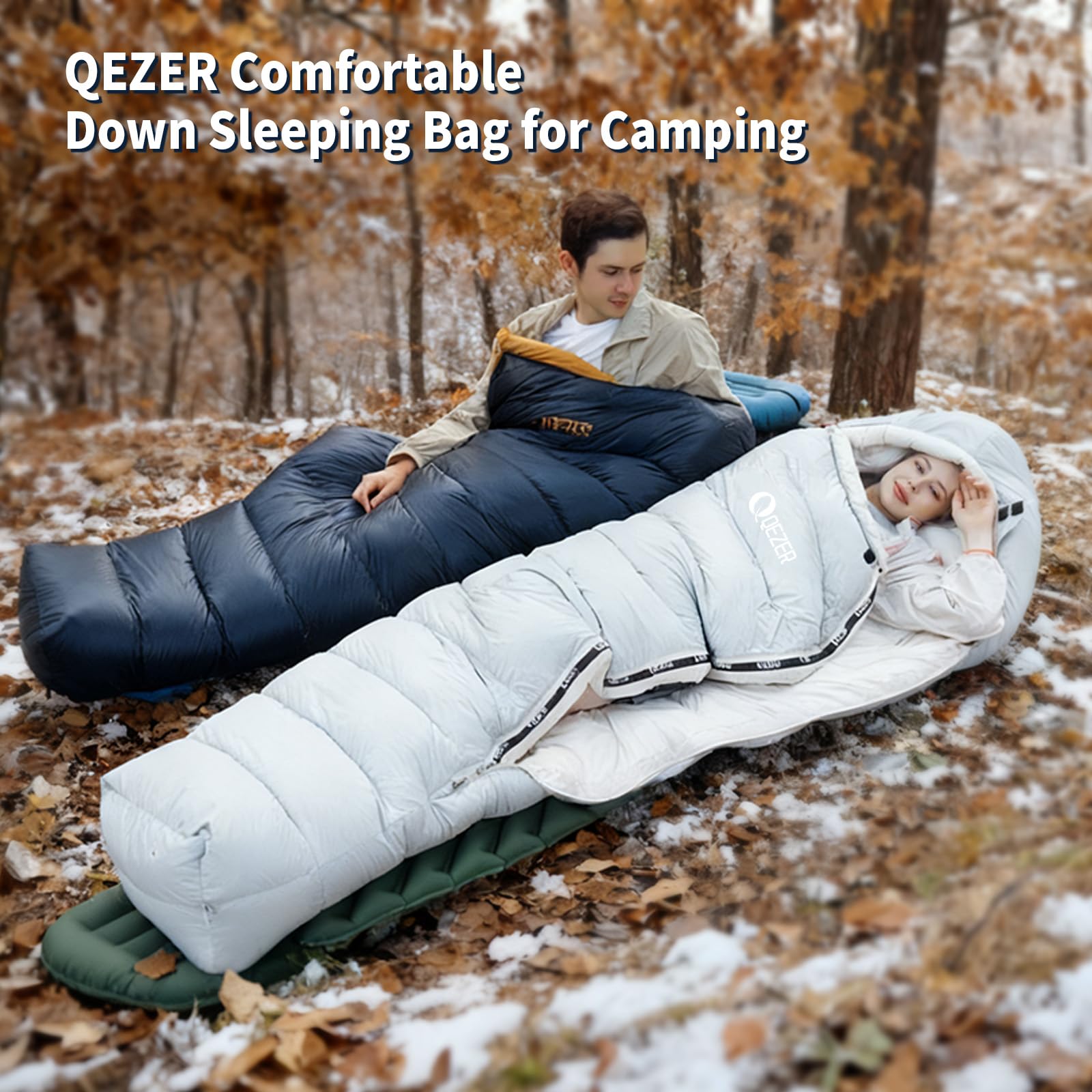 Śpiwór z piór, super ciepła antystatyczna podszewka grafenowa, ultralekki śpiwór 620FP, wygodne temperatury od 0°C do -8°C, do trekkingu alpejskiego i kempingu