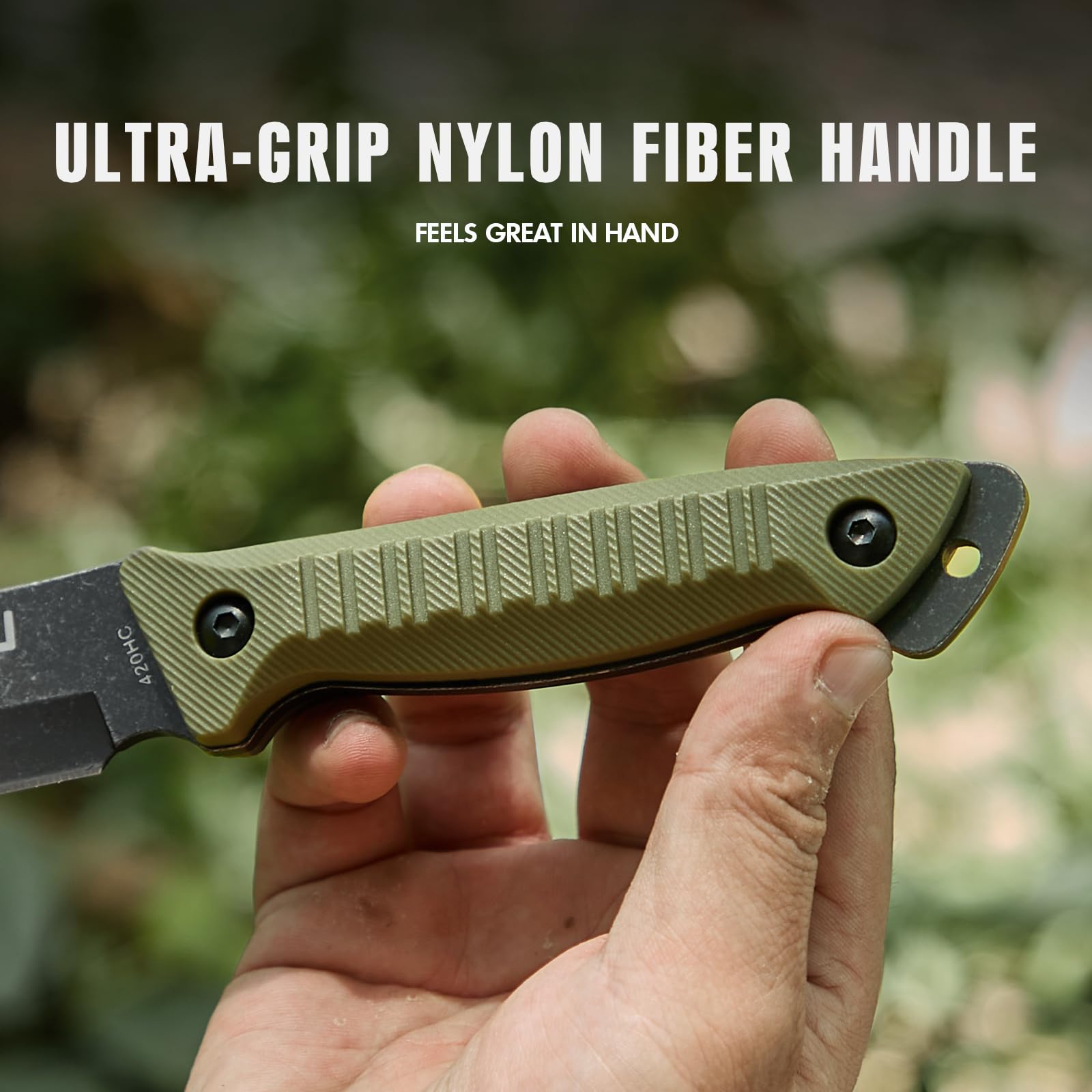 KHU 2 pcs 420HC Acero Hacha Supervivencia Cuchillo de Caza Cuchillo Hoja Fija Hacha de Camping - con Funda para Caza, Pesca, Bushcraft, Camping, Outdoor, Supervivencia y Bushcraft - 07A