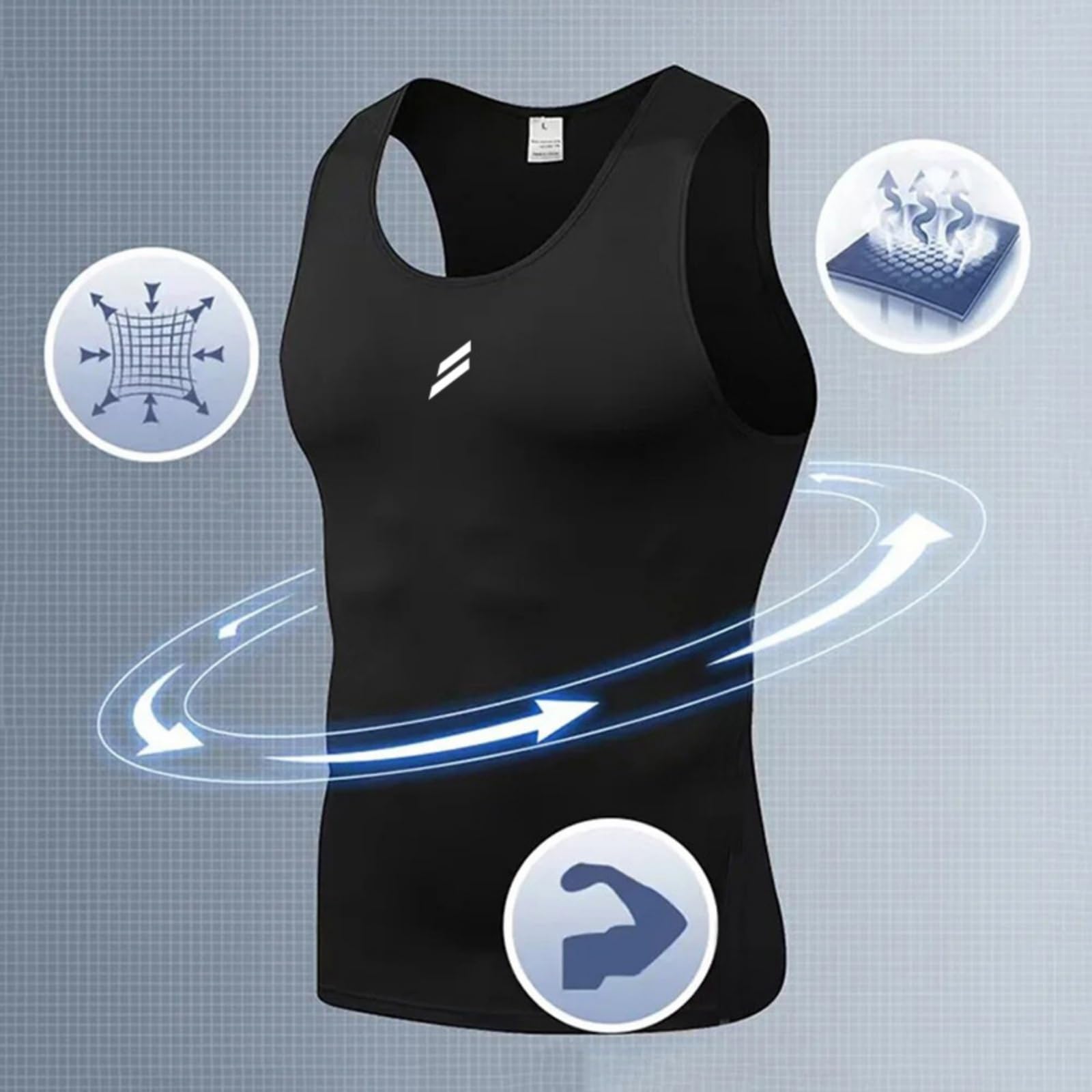 Chalecos casuales sin mangas para hombre, camisetas sin mangas con tiras reflectantes y cuello redondo para fitness al aire libre — view 3