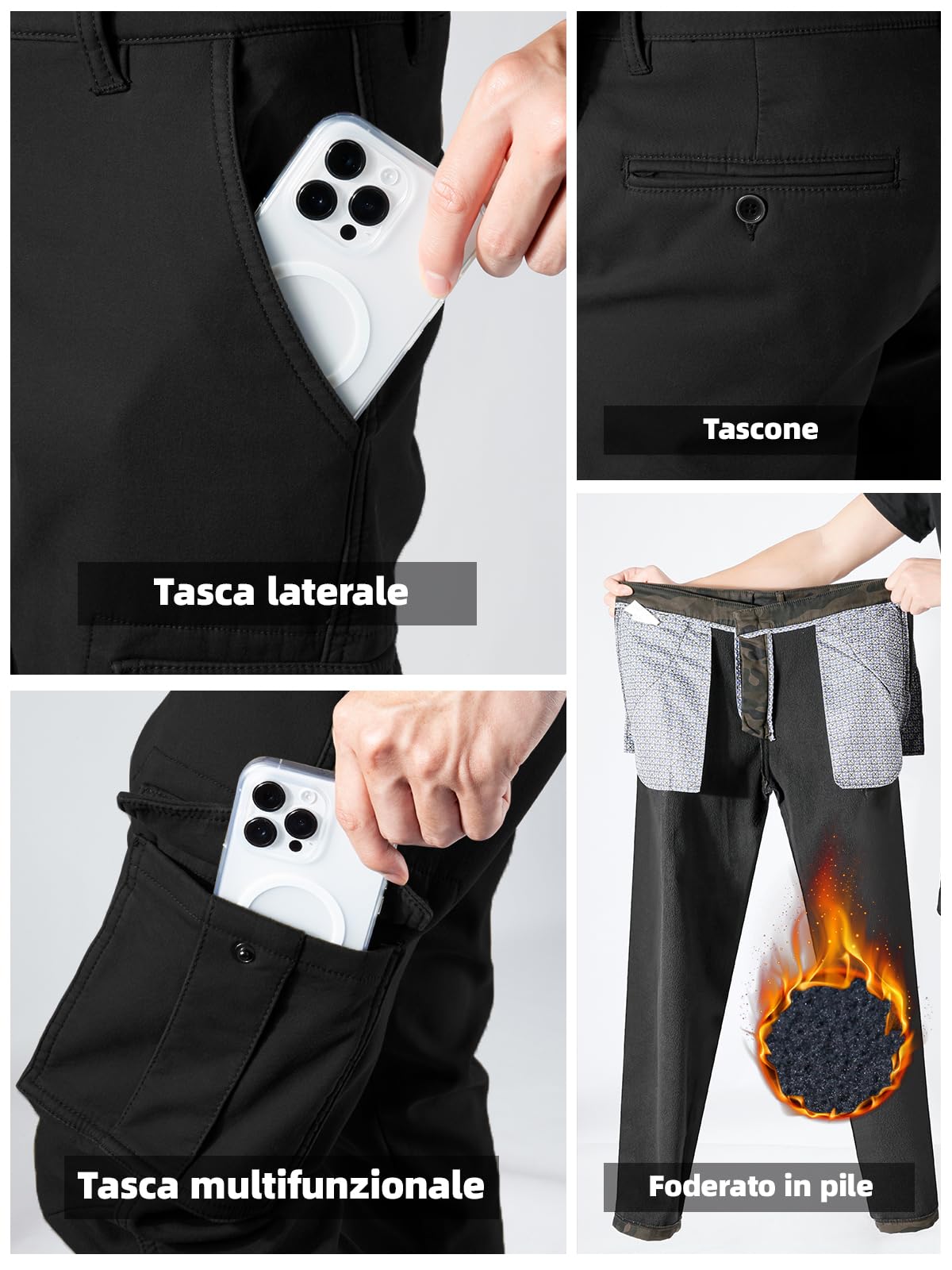 Jeans Couture Pantaloni Cargo Uomo Pantaloni da Lavoro Uomo Cargo Moto Invernali Impermeabili Uomo Pantaloni