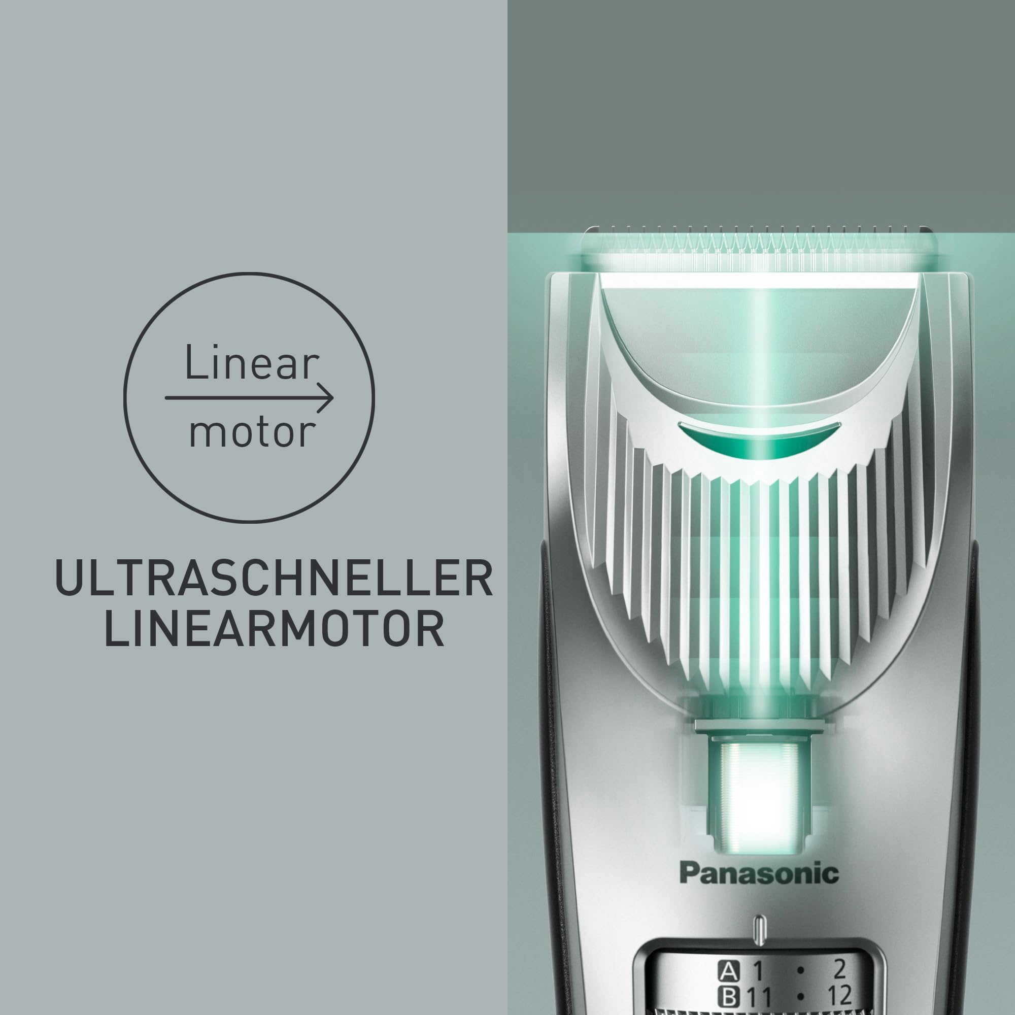 Panasonic ER-SC60-S803 Haarschneider kabellos wasserdicht Trimmer 39 Längen Ladestation Silber