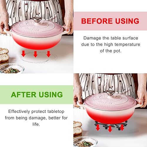 Miniatura 5 de Sumnacon Salvamanteles de hierro fundido de 9.4 x 6.1 pulgadas, resistente al calor, salvamanteles de hierro para platos calientes, tetera,