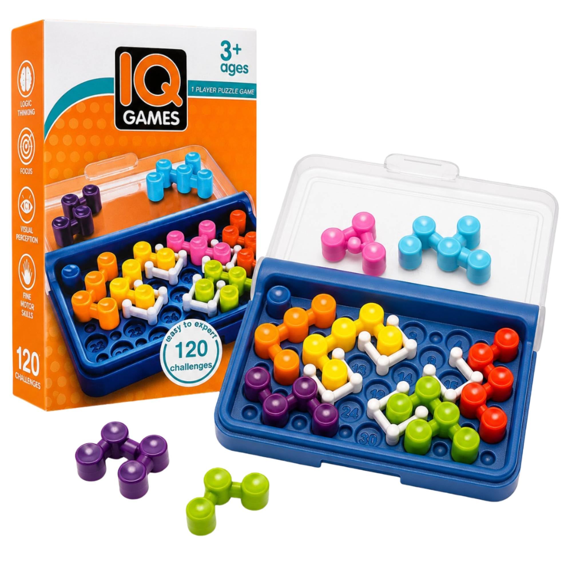 SHAKTISM IQ Puzzle Game for Kids, 120 Challenges Brain Teaser Puzzle Board Game, Portable Travel Logic Game, STEM Educational Learning Toy for Boys & Girls Age 3+ (Puzzles of 3D Blocks)-image-14