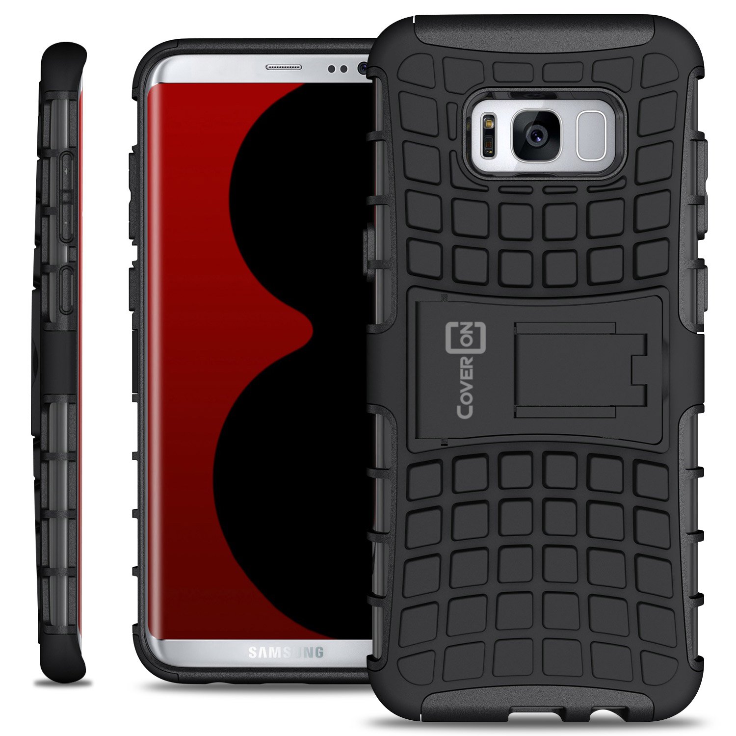 Samsung Galaxy S8 Plus Case, CoverON Atomic Series Hybrid Kickstand Protective Dual Layer Hard Phone Cover for Samsung Galaxy S8 Plus - Black