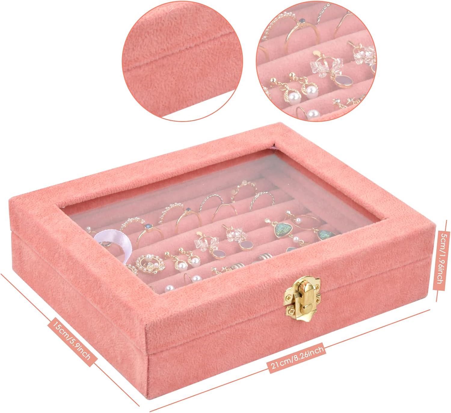 7 Slots Jewellery Box for Ring Earring Velvet Jewelry Display Tray - Image 3