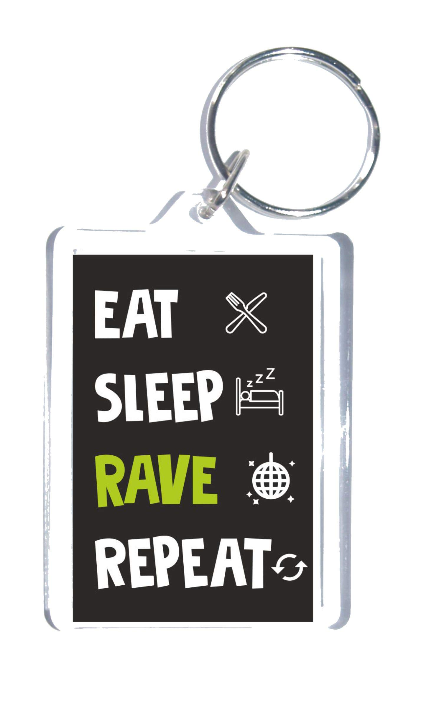 Rave Keyring - Eat Sleep Rave Repeat - Novelty Dancing Keyring – Fun Gift – Great Gift Or Present