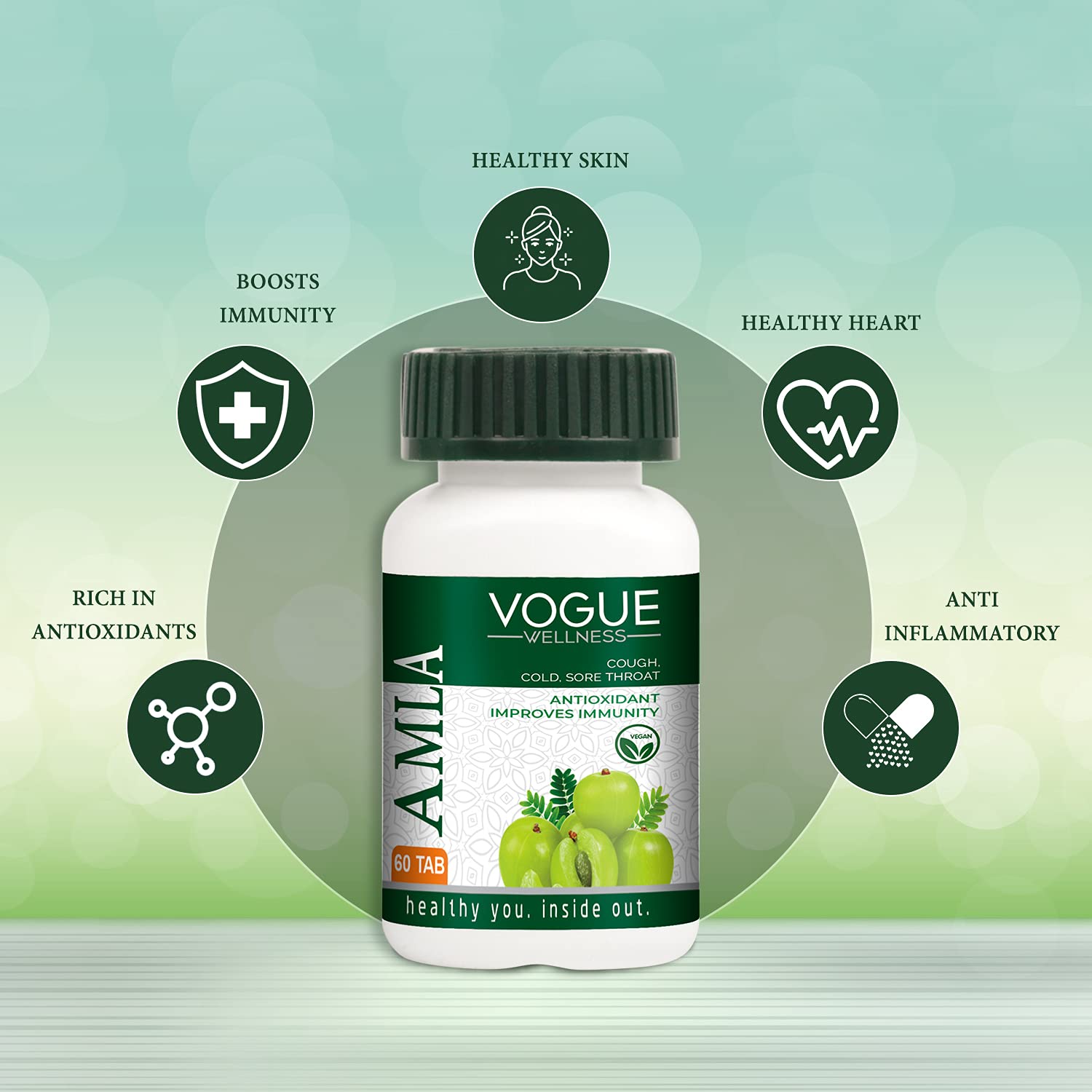 Vogue Wellness Amla Tablets Pure Herbs Antioxidant & Improves Immunity - (60 Tablets) - Image 4 thumbnail