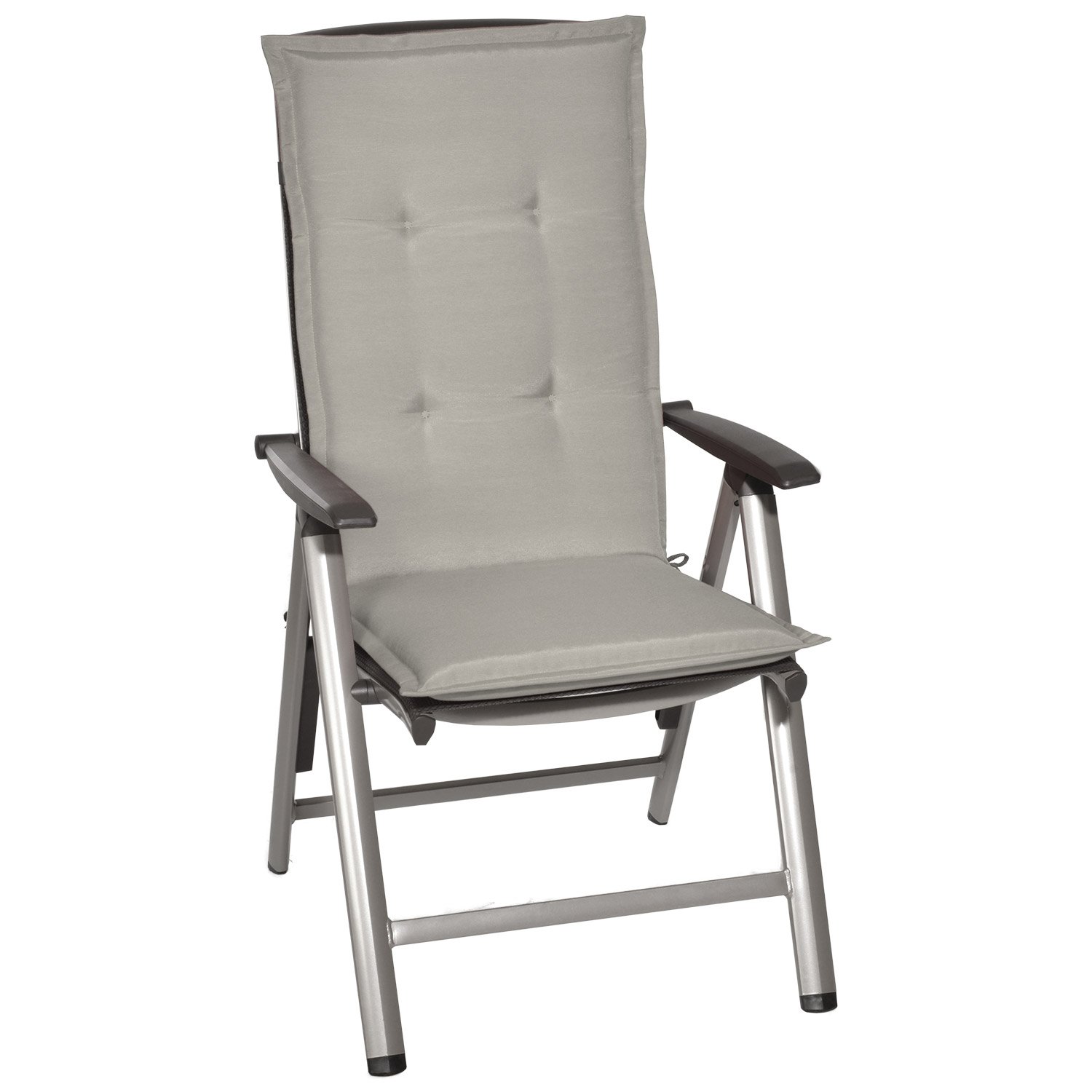 Beautissu Set di 2 Cuscini per Sedie da Esterno 120x50x6 cm Loft HL – Resistente e Comodo Anche Cuscino per Sdraio da Esterno Reclinabili Spiaggine e Poltrone – Grigio Chiaro
