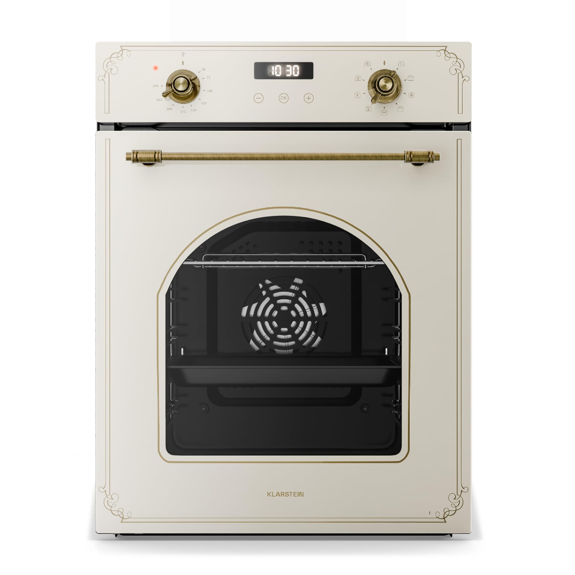 Klarstein Elizabeth Slim Four Encastrable 45 cm - 49 L, 9 Fonctions, Chaleur Tournante, Nettoyage Vapeur, Minuterie Numérique, Porte Amovible, Classe Énergétique A, Verre Trempé Noir