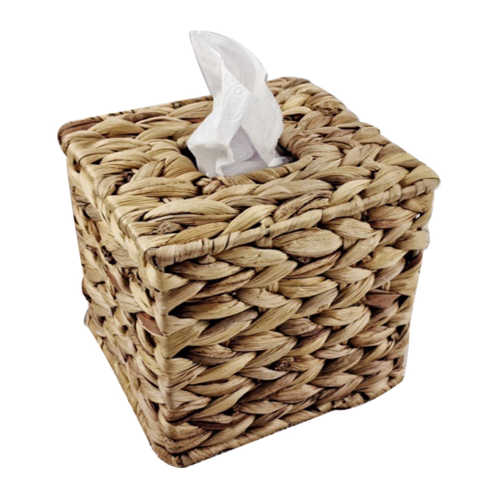 Boîte à mouchoirs, carrée, en rotin, tressée, décorative, pour salon, bureau, restaurant - 15 x 15 x 15 cm