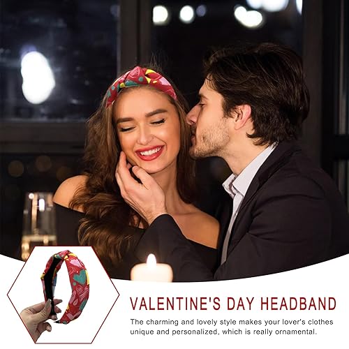 Miniatura 5 de WRBAJIS Diadema anudada de San Valentín, banda ancha para el cabello, accesorios para el cabello para mujeres y niñas, día de San Valentín,