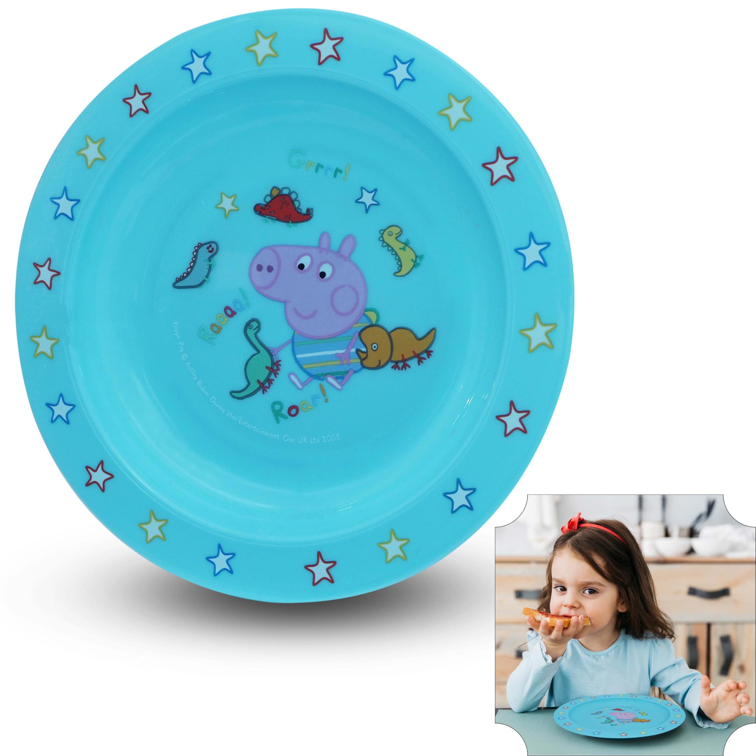 SRVertex George Pig Printed Baby Feeding Plate Blue, BPA Free Self Eating Plate for Dinnerware Babies 6+ Months, Dishwasher and Microwave Safe Mealtimes -17.5cm (Dia)