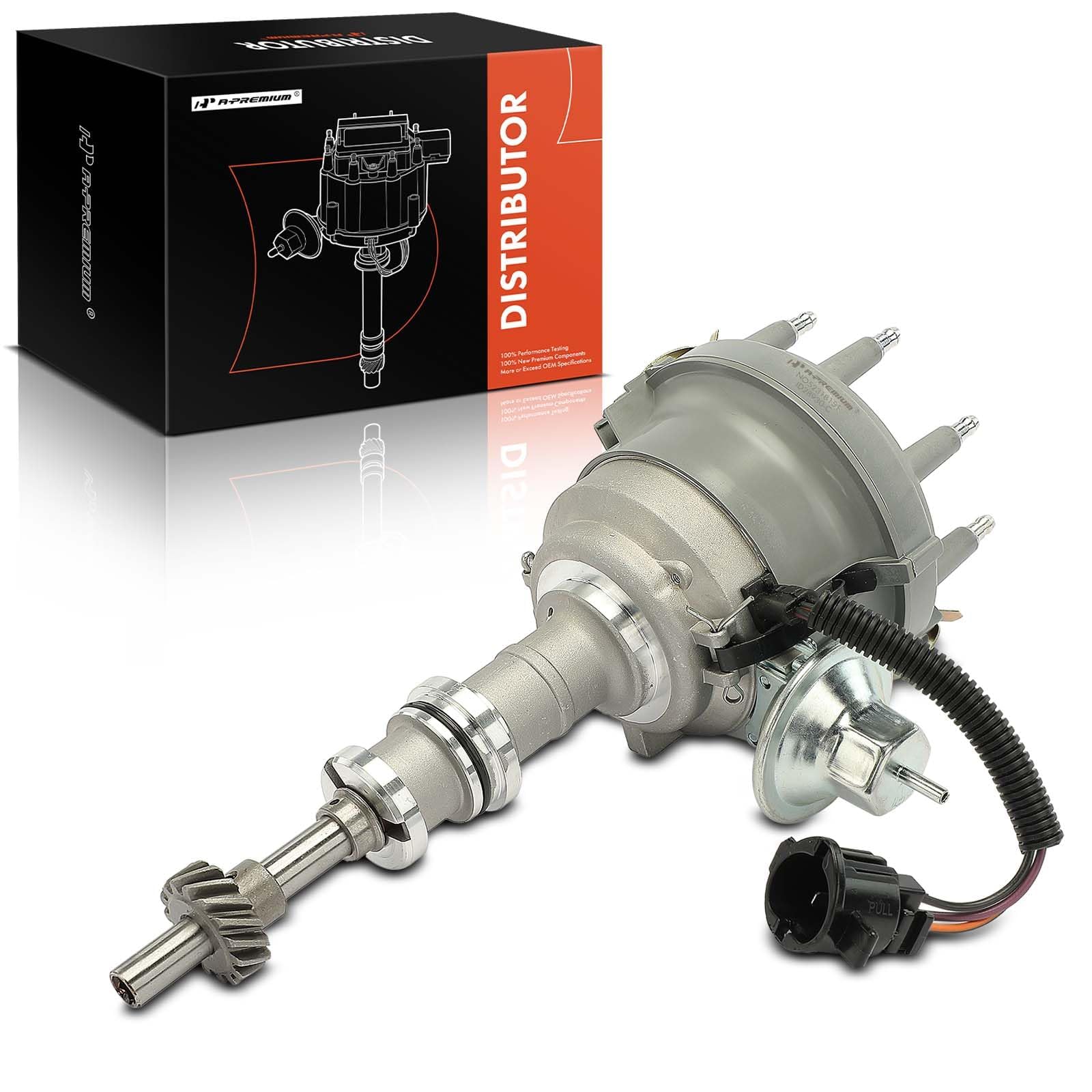 A-Premium Ignition Distributor with Cap and Rotor Compatible with Ford F-100 F-150 F-250, E-100 E-250 Econoline, Bronco, Country Squire, Elite,