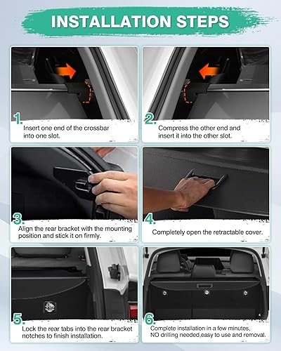 Miniatura 283 de Powerty Cubierta de Carga para Accesorios Kia Sportage 2023-2025 2026, Textura de Lona Cubierta Retráctil para Maletero Trasero de Carga de Equipaje