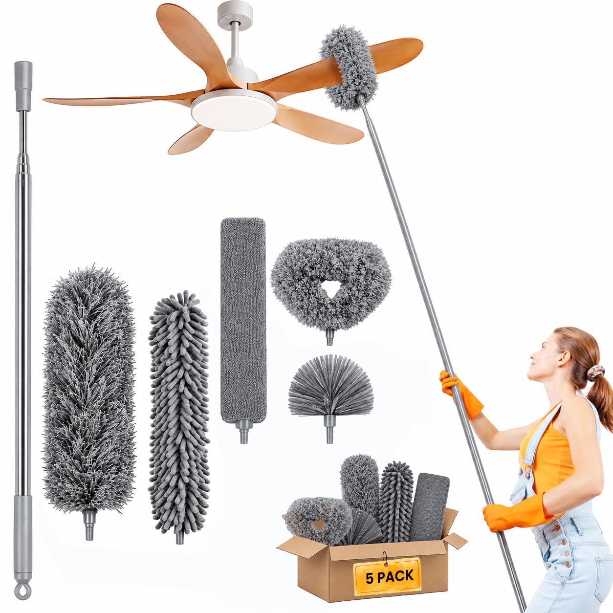 Maxoshine 5-in-1 Fan Cleaning Mop - Extendable Pole -1