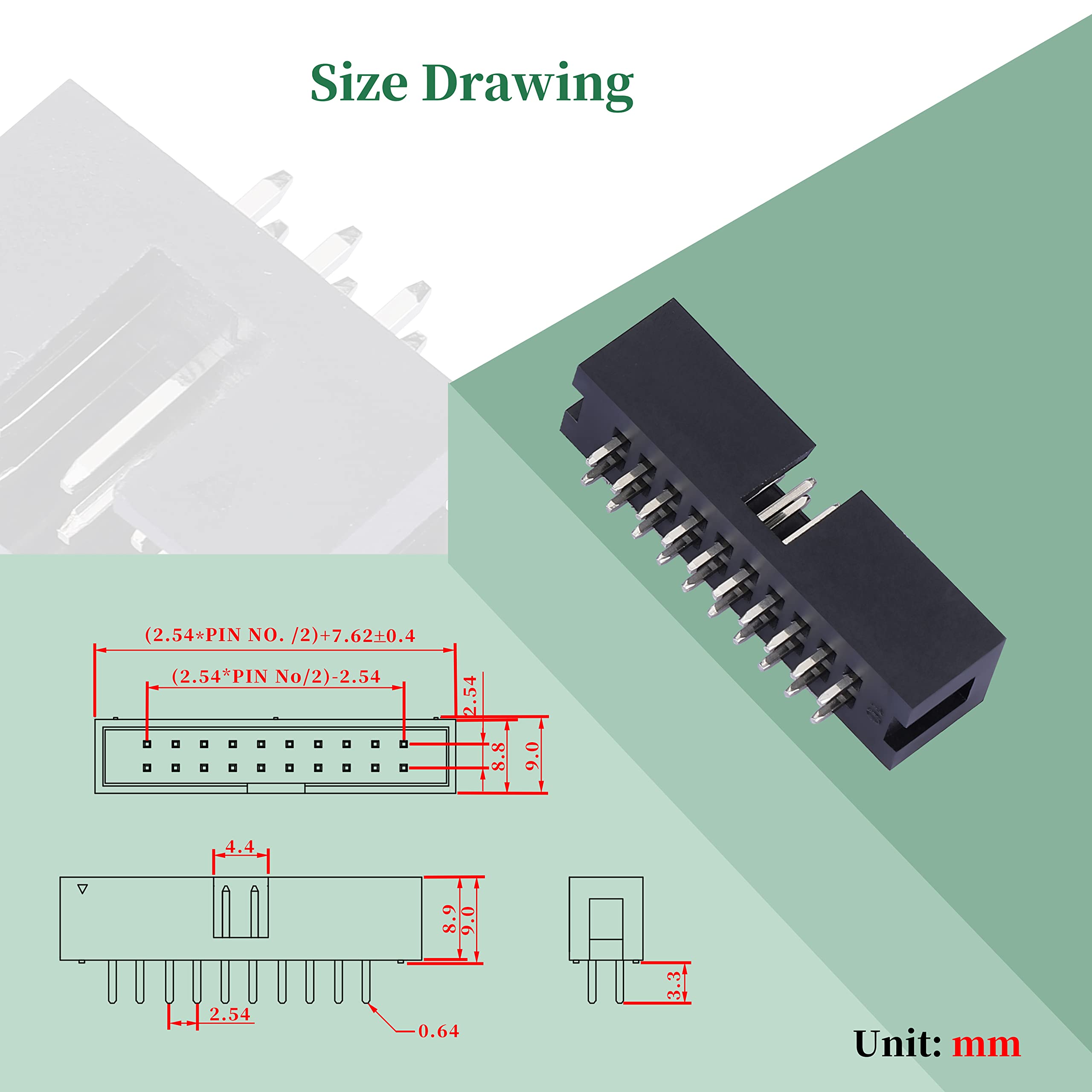 Pzsmocn 20 Pieces IDC 2 * 10 Double Row 2.54 mm Pitch JTAG