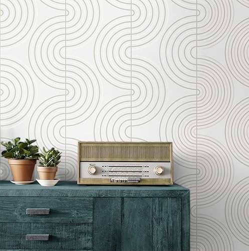 Miniatura 4 de NextWall Papel pintado Zen Geometric Peel and Vinyl Stick (Lunar Rock & Metallic Pearl) - Uno