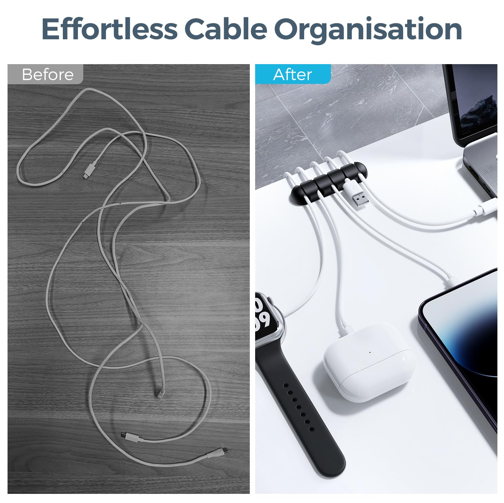 6 Supporti Magnetici Per Cavi | Autoadesivi | Organizzatore Scrivania | Per Cavi USB, HDMI | Verde - Foto 9