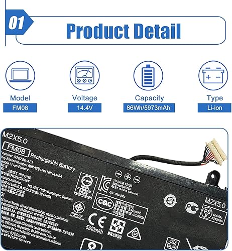 Miniatura 2 de Dentsing Batería para portátil FM08 922752-421 922976-855 Reemplazo para HP OMEN 17-AN013TX 17-AN014TX 17-AN014NG 17-an008ur Series Notebook