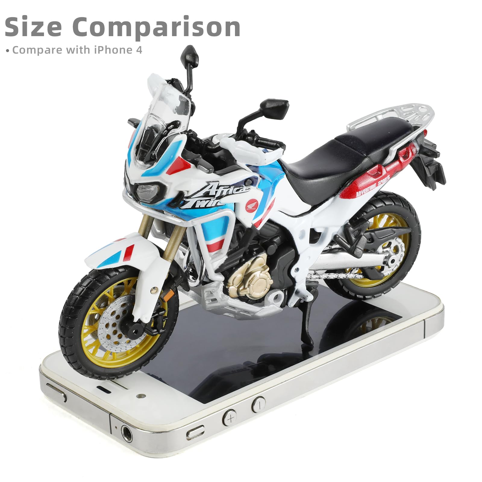 Compatibile per Honda Africa Twin Avventura Dirt Bike 1:18 Moto Bicicletta Giocattoli Motocross Modello Giocattoli Nero Moto Modello