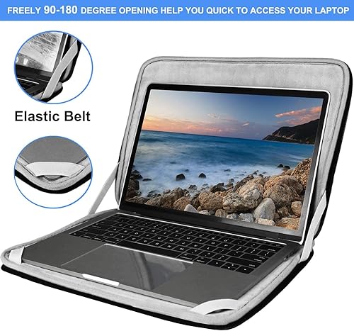 Vista 30 de Funda para laptop de 15.6 pulgadas, duradera a prueba de golpes, funda protectora con tapa, maletín de transporte para computadora, compatible