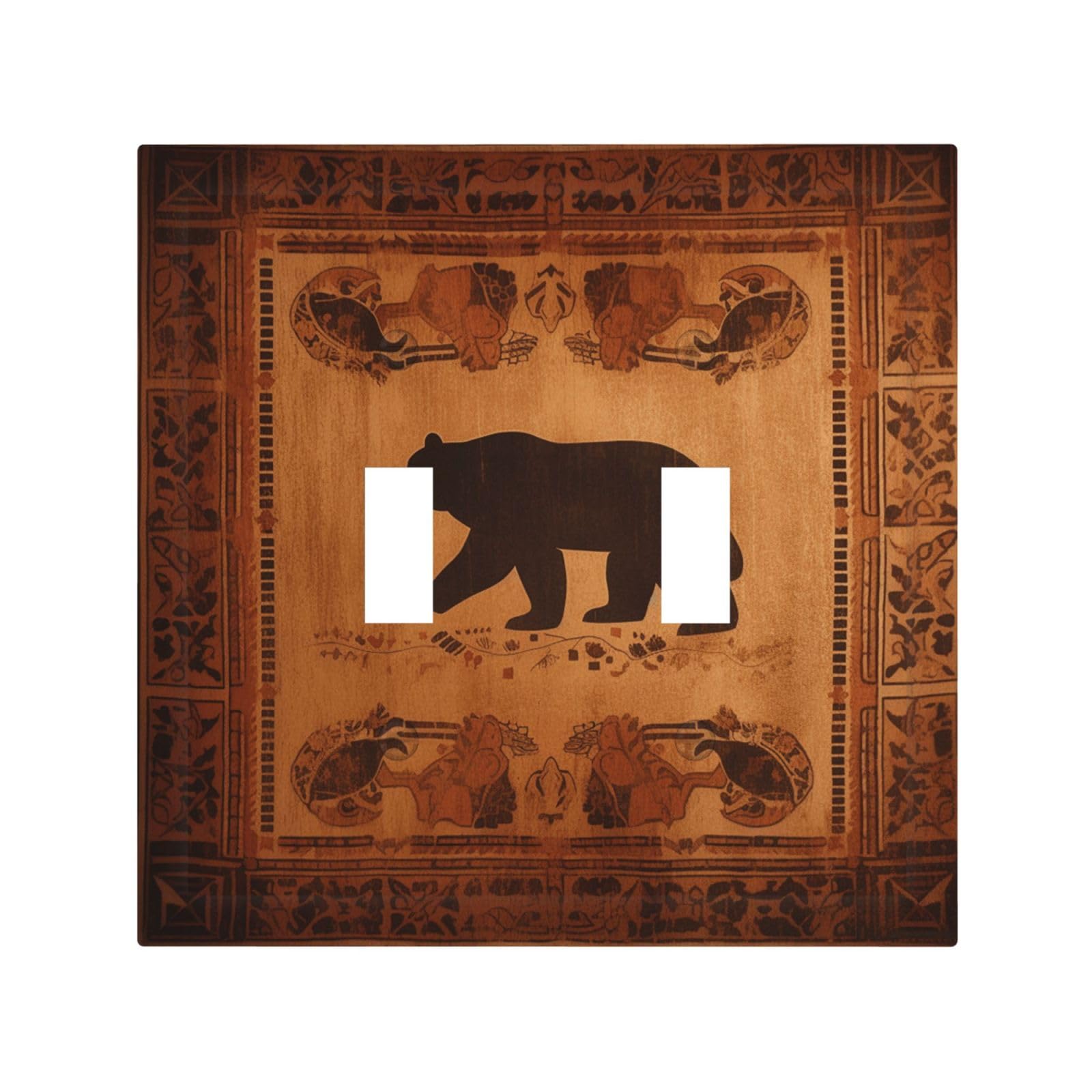 Decorator Double Toggle Light Switch Covers Bear Wall Plate 2-Gang Mid Size 5" x 4.9" Double Toggle Switch Wallplate Decorative 2 Gang Wall Switch Plate Covers