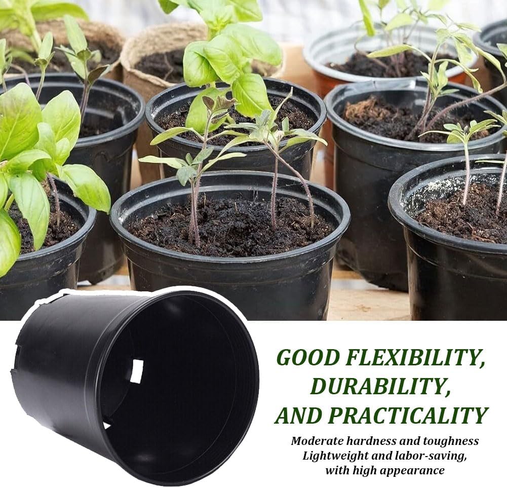 5 Packs Plastic Nursery Pots, 3 Gallon Plastic Seedling Pots with Drainage Holes, Flowers, Succulents, Plant Pot for Planting Flower Indoor Seed Starter Pot Outdoor