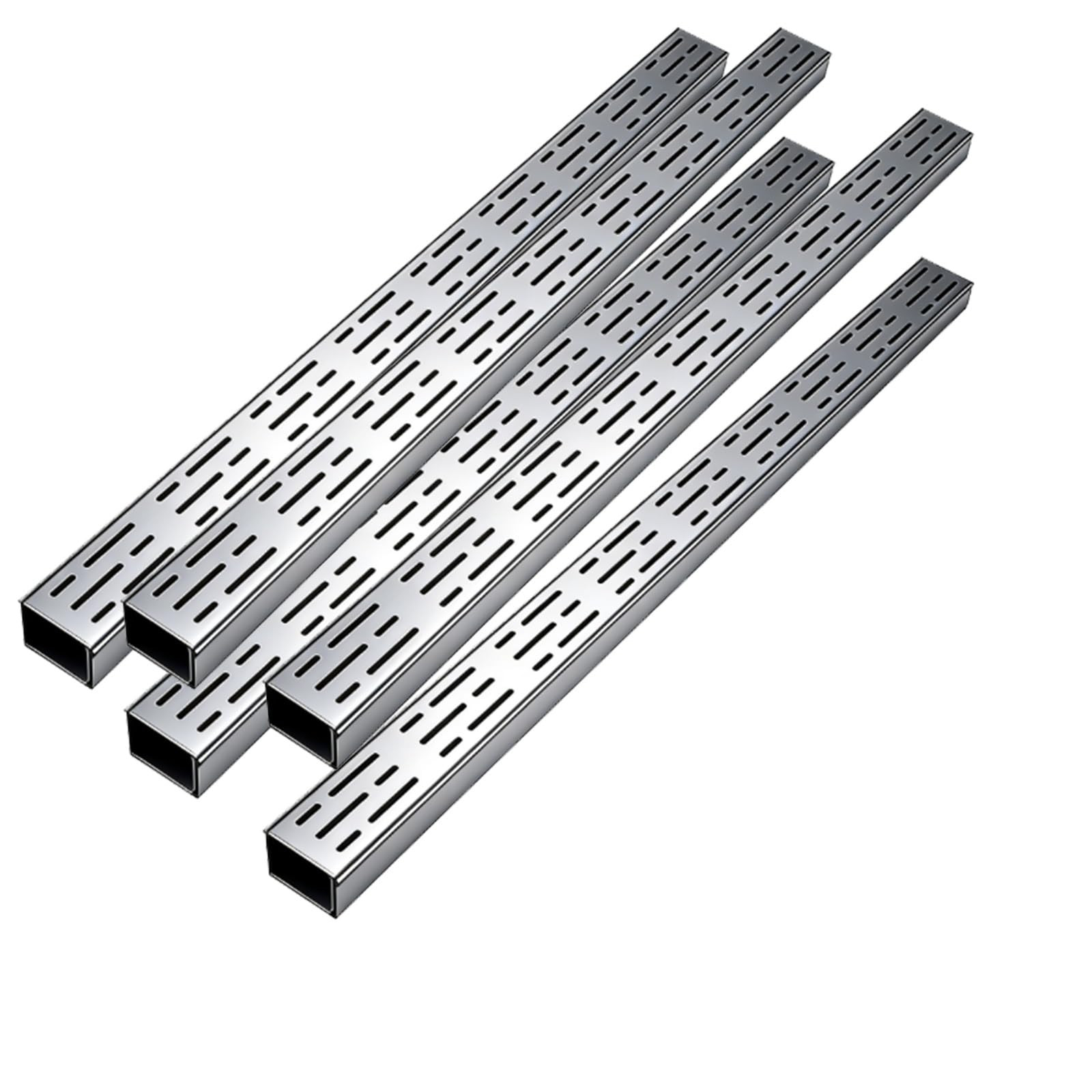 GLDYTVF Drainage Channel Grate with Steel Cover Outdoor Drainage System 5-Piece Kit for Vehicle Entrances Commercial Areas Linear Drainage Solution (5 pcs 5.9x1.6in/15x4cm)