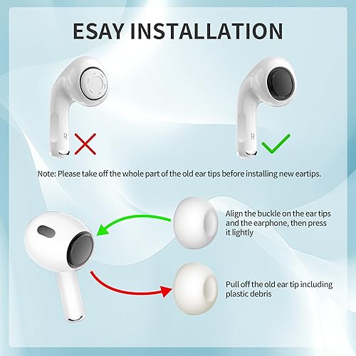 Miniatura 5 de 6 pares: almohadillas de repuesto para AirPods Pro de 2ª/1ª generación, almohadillas de silicona con aislamiento de ruido, malla protectora contra