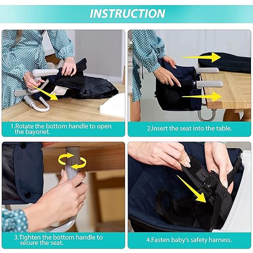 Miniatura 7 de Silla alta de gancho con bandeja, silla de mesa rápida con clip en la mesa, silla alta que se fija a la mesa, asiento de alimentación portátil