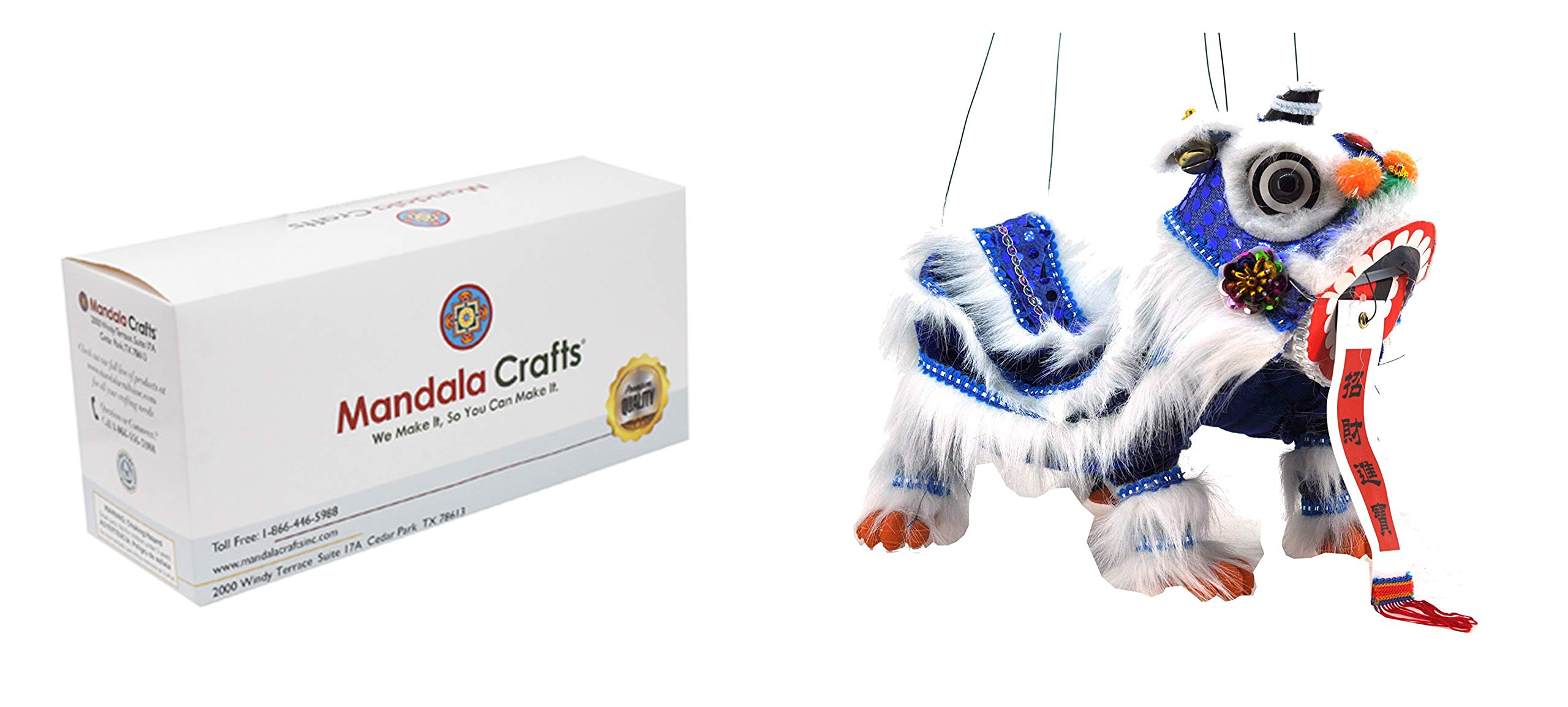 Amazon.com: Mandala Crafts Blue on White Chinese Lion Dance