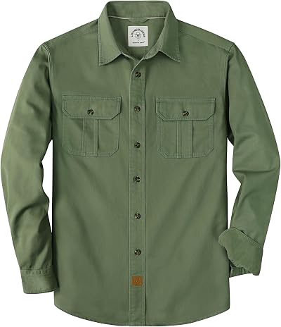 Dubinik® Men's Long Sleeve Cotton Button Down Work Shirt 2 Pocket Regular