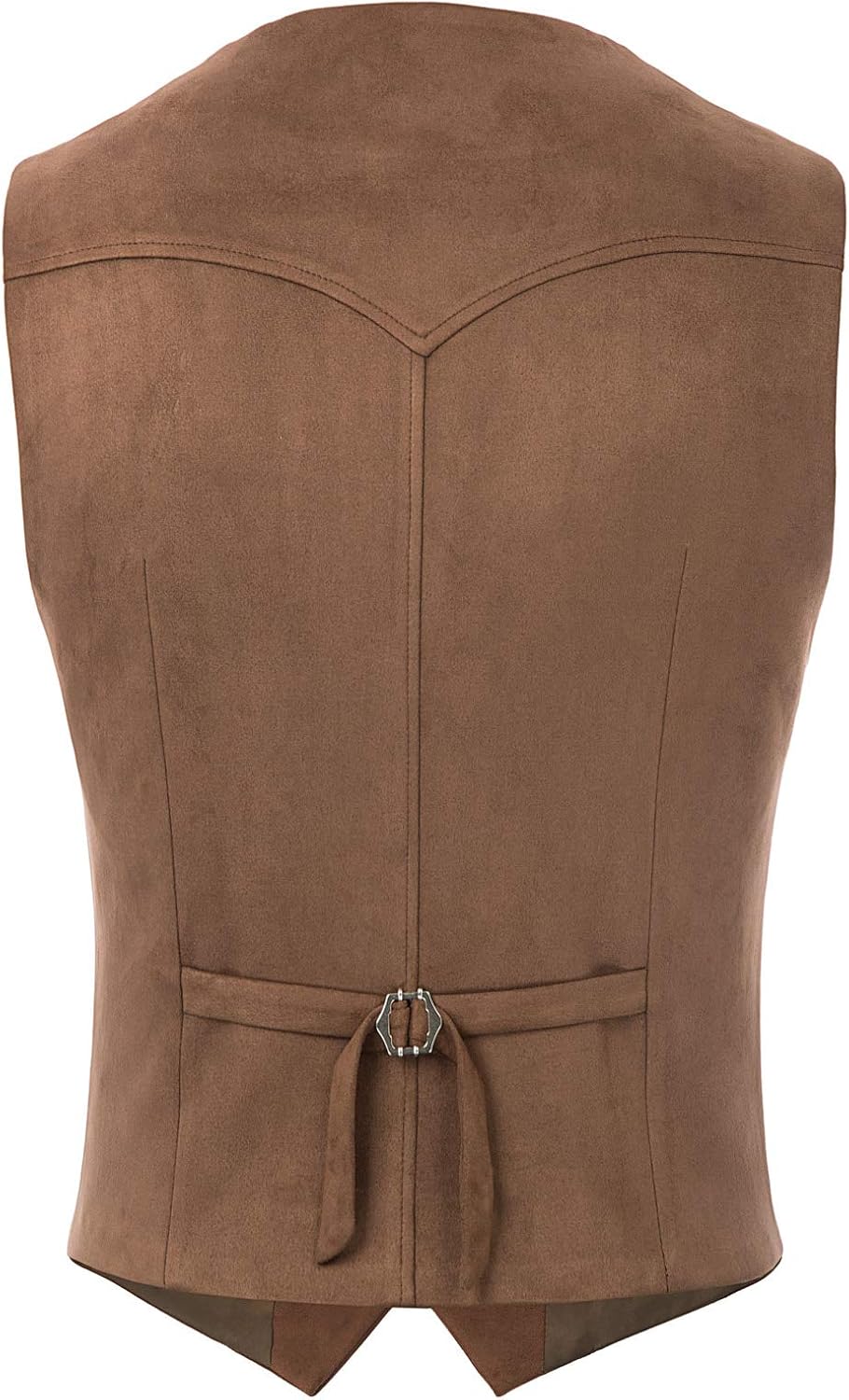 PJ PAUL JONES Mens Faux Suede Leathr Suit Vest Western Cowboy Dress Vests with Pockets - Image 2