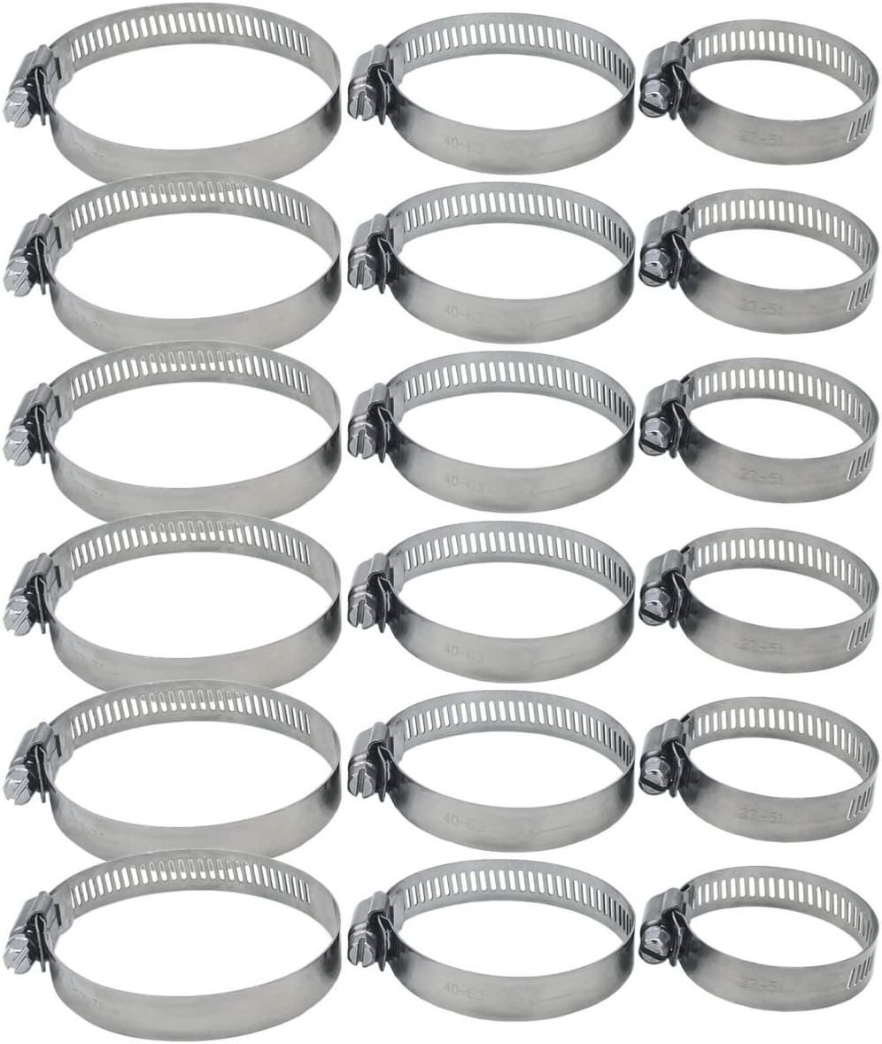 Uxcell 25Pcs Stainless Steel Hose Clamps Worm Gear Hose Clamp, 13-19mm