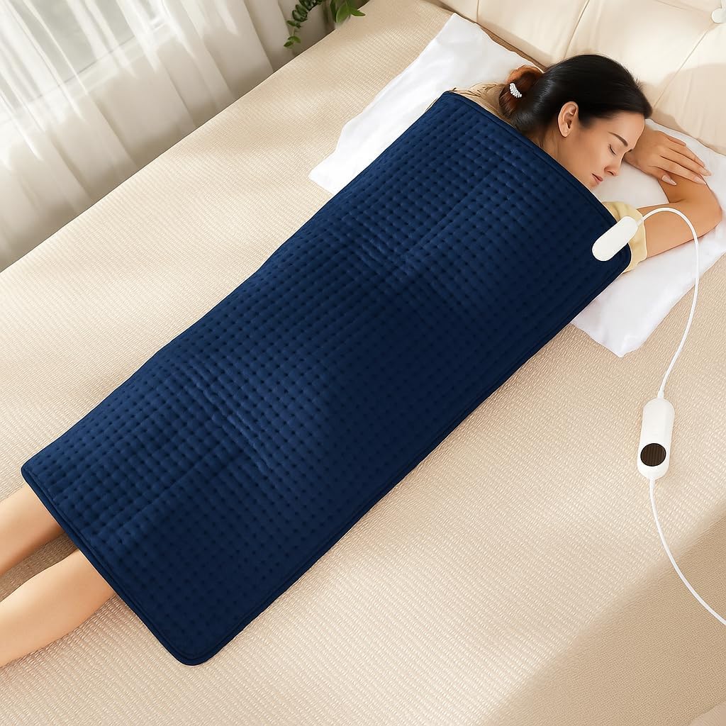 Termoforo Elettrico XXL 100x50cm - Cuscino Riscaldante con 10 Livelli di Temperatura e Timer, Morbida Flanella per Schiena Spalle Collo, Spegnimento Automatico e Lavabile