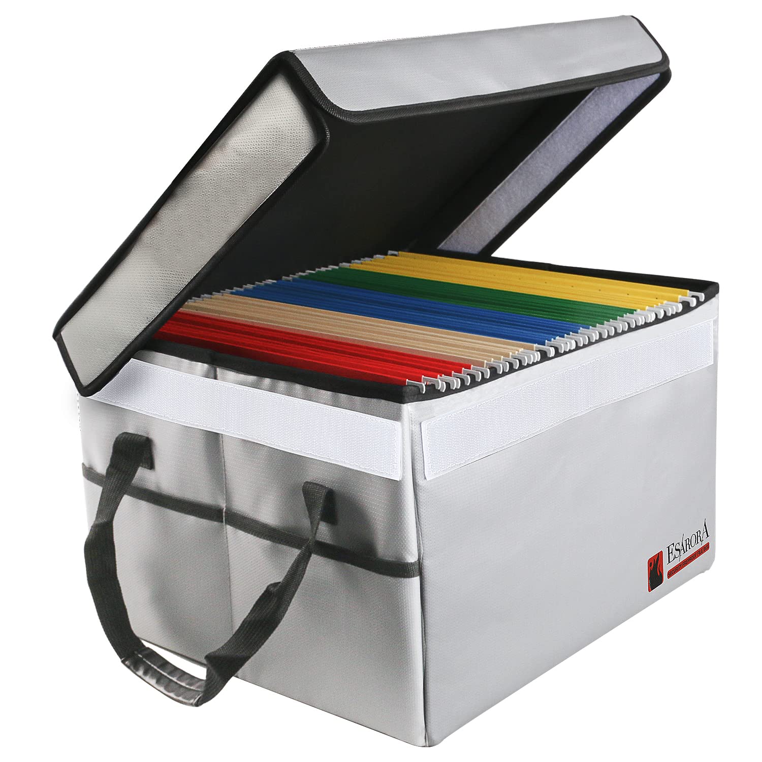 Buy File Box Fireproof File Storage Organizer Box with Lid, Collapsible Document Storage Filing