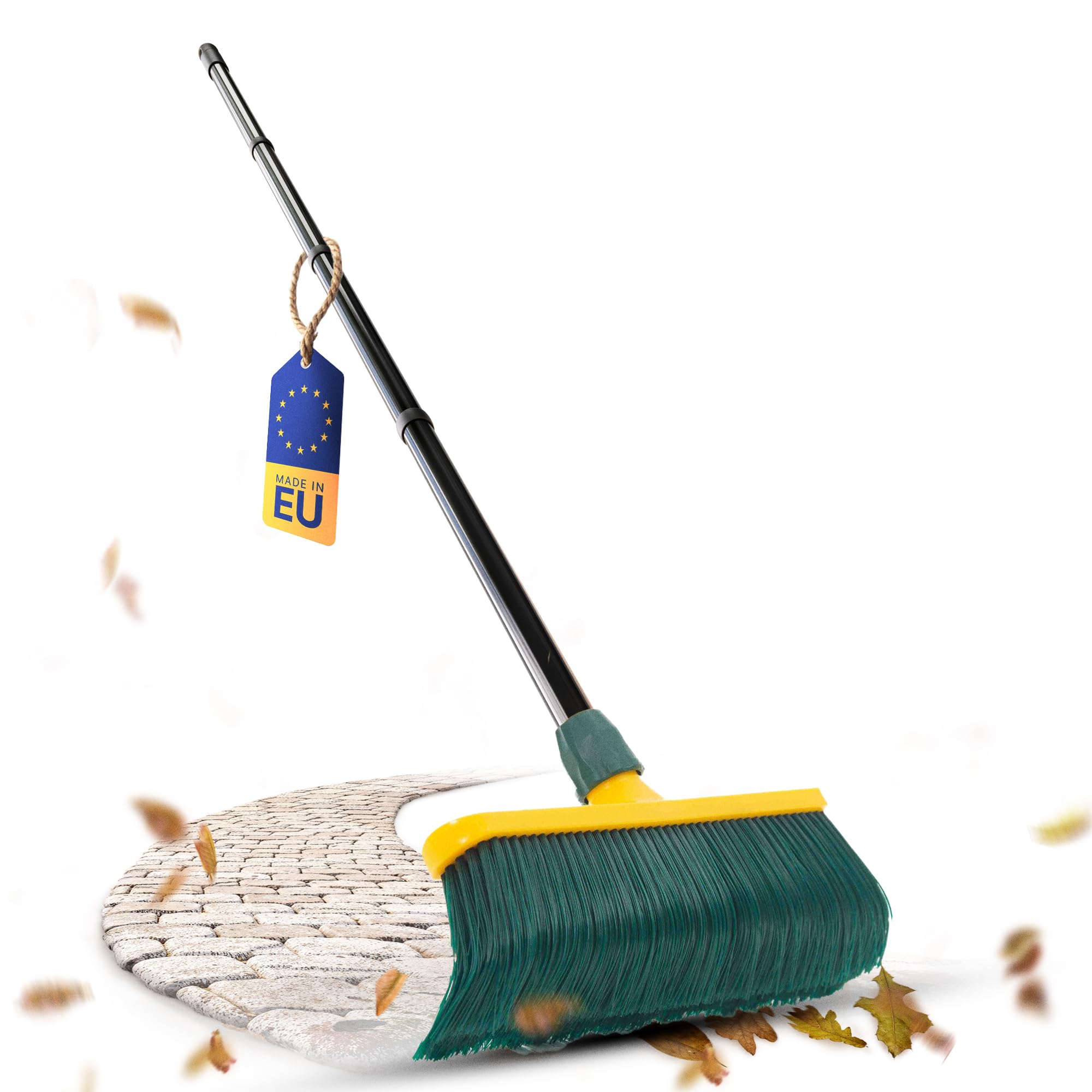 Novaliv Scopa con Manico di Alta Qualità 30 cm - Spazzola Speciale con Setole Curve e Testa in Plastica per Giardino, Prato Artificiale e Campeggio