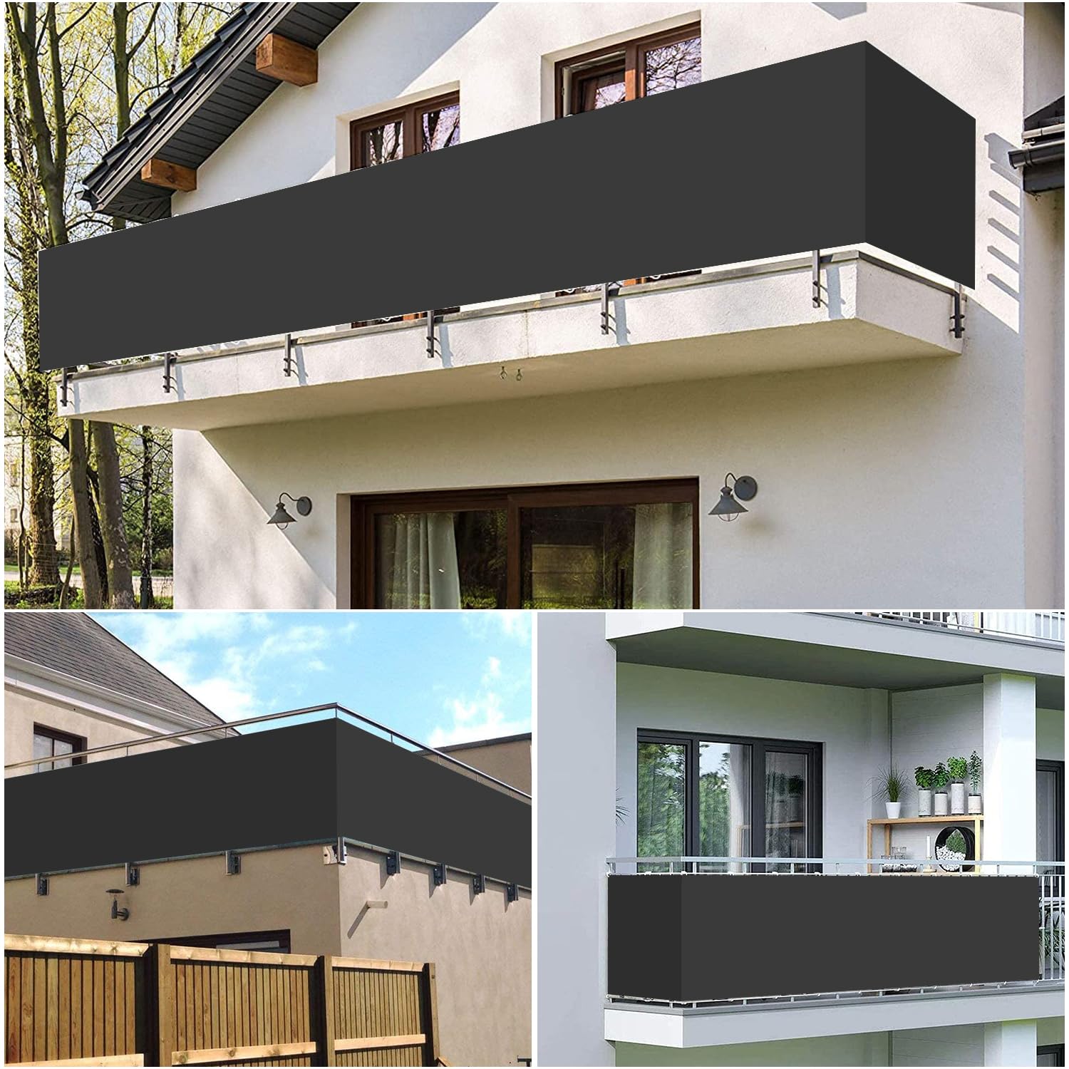 ROBAG Sichtschutz für Balkon 60x1900cm, Balkonumspannungen 160 g/m², 100% Privatsphäre für Gartenzaun Balkonzaun - Anthrazit