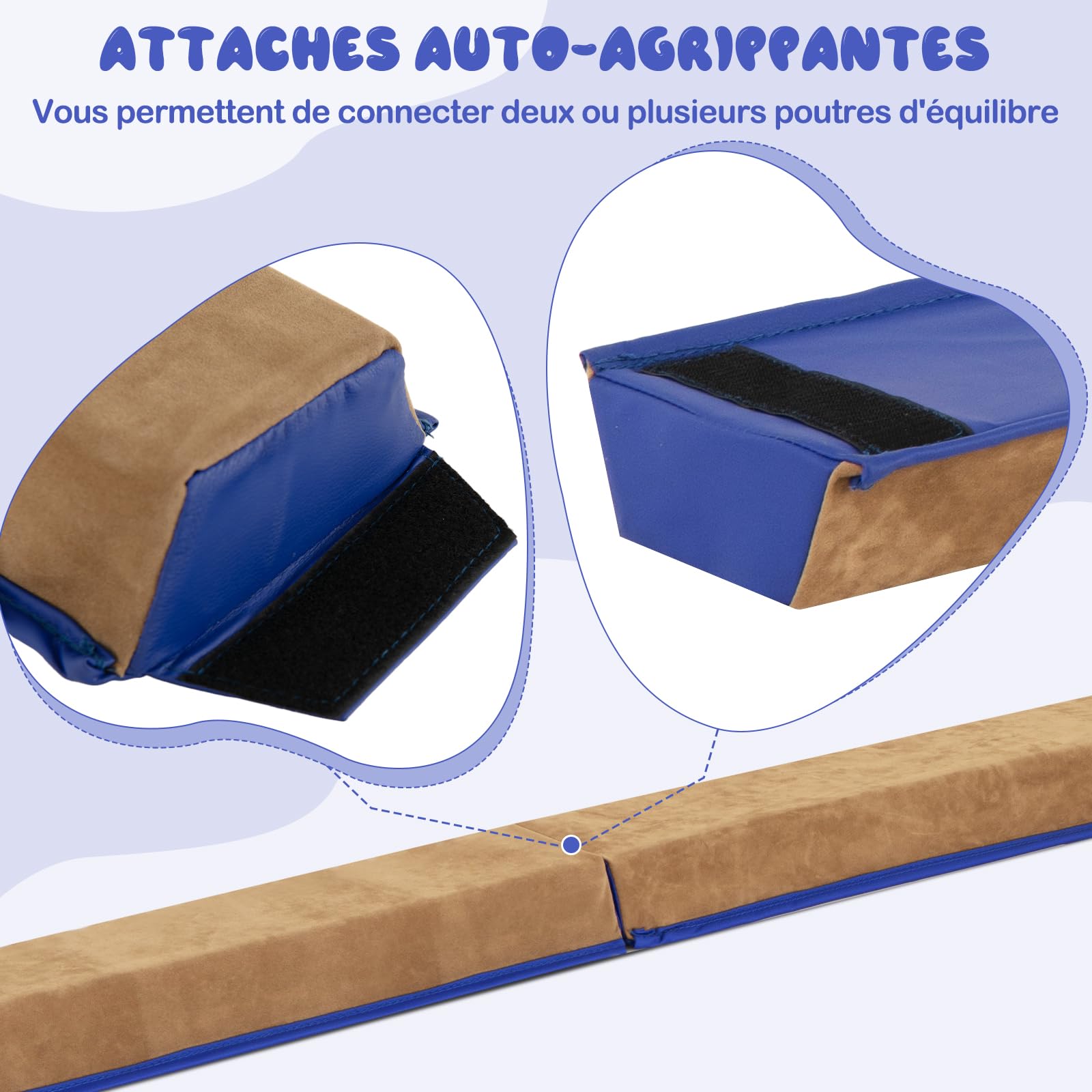 GYMAX Poutre de Gymnastique Pliable 240 cm, Poutre d'Équilibre Portable avec Structure Trapezoïdale et Poignées, Poutre d'Équilibre en PU pour Enfants, Débutants et Athlètes Professionnels