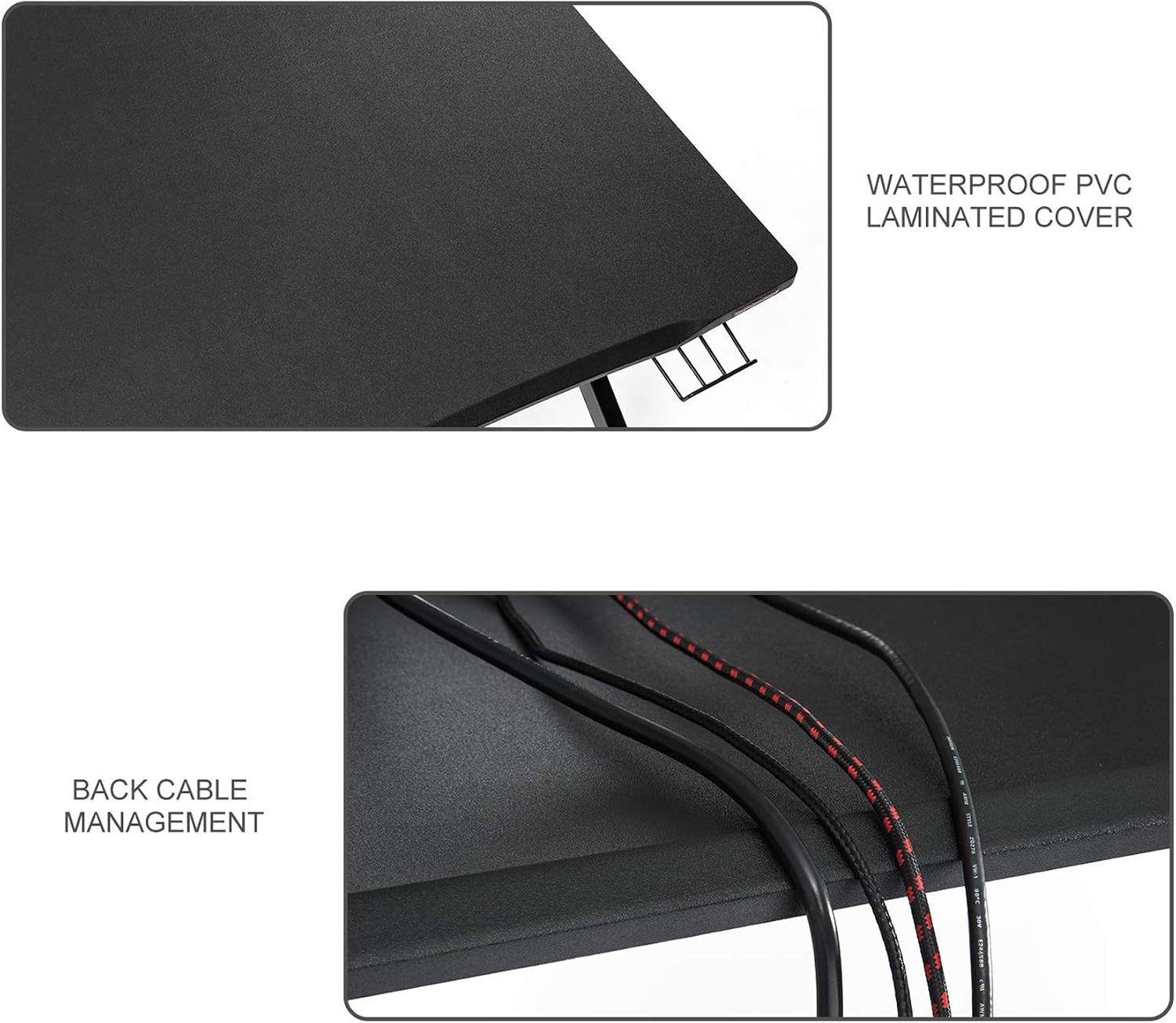 Mr IRONSTONE Deep Gaming Desk 45.3" W x 29" D Home Office Computer Table, Black Gamer Workstation with Cup Holder, Headphone Hook and 2 Cable Management Holes