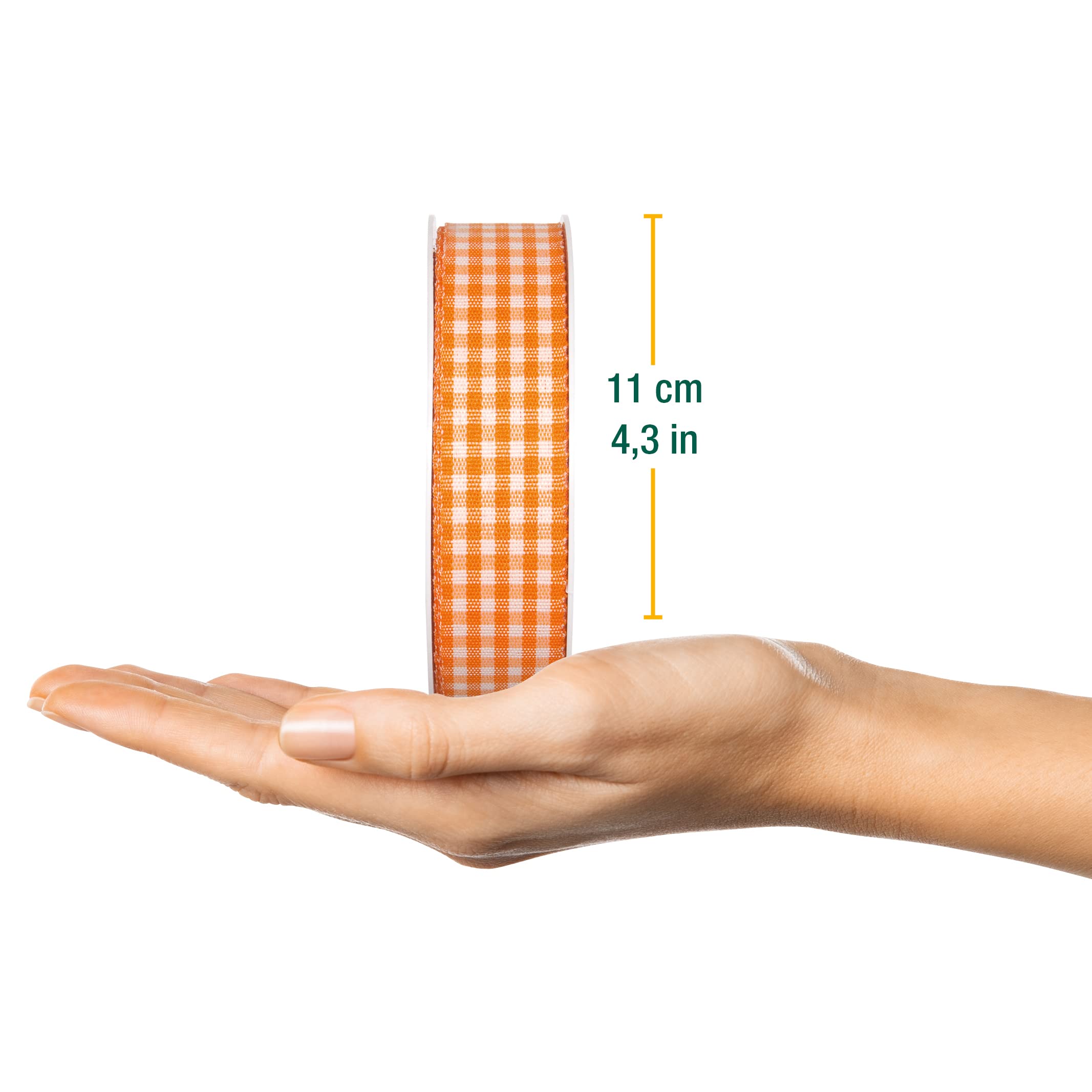 Halbach Seidenbänder Premium Vichy Checked Gift Ribbon (Orange), 25 mm - Image 2