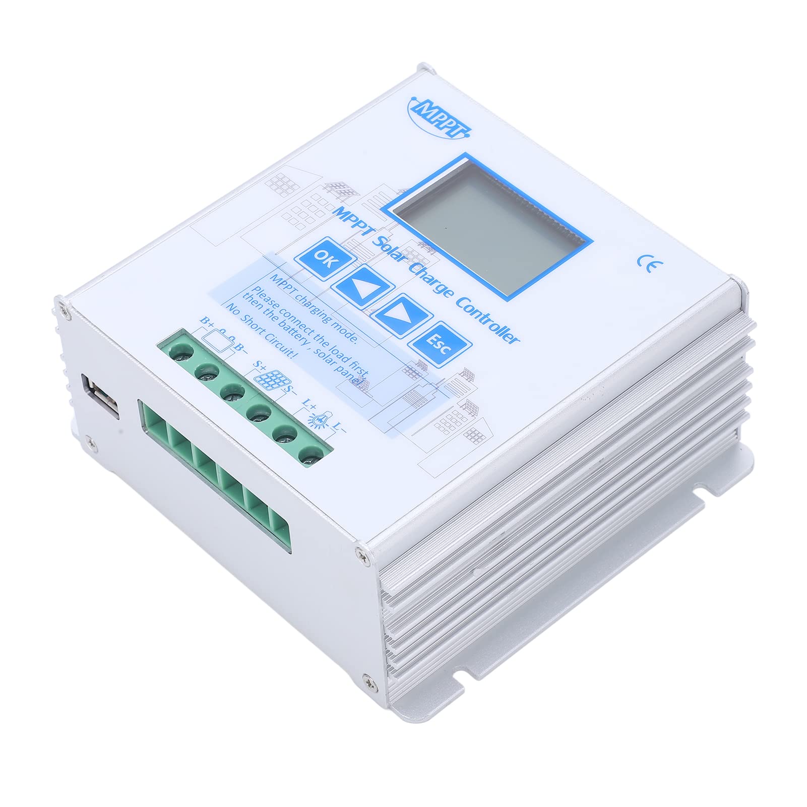 Controlador de Carga Solar, Controlador de Carga de Panel Solar MPPT 12 V 24 V 10 A para de Batería Fotovoltaica, Compatible con Litio y , para Sistemas Solares RV Barco Fuera de la Red