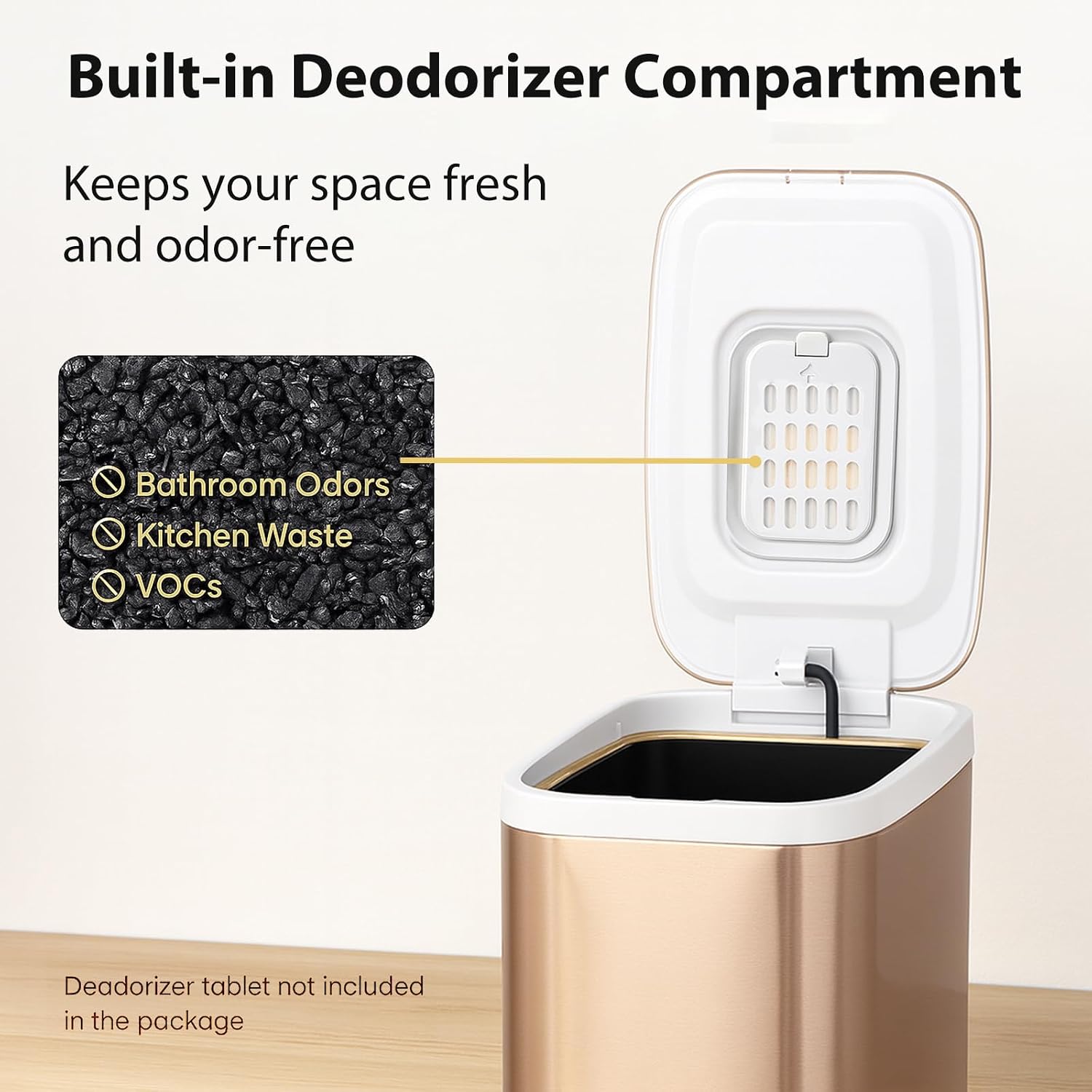 Small Gold Trash Can with Lid Soft Close, 5L/1.3 Gallon Small Bathroom Trash Can, Slim Step-On Garbage Can with Removable Inner Bucket, Stainless Steel Waste Bin Toilet, RV